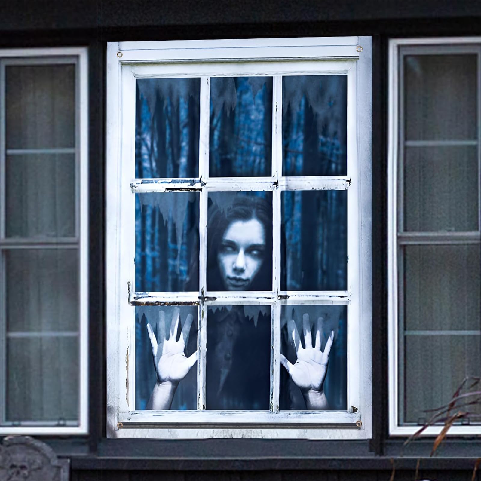 Qylazune Green Halloween Decorations Scary Curtain120x80cm Horror Thriller Woman Poster