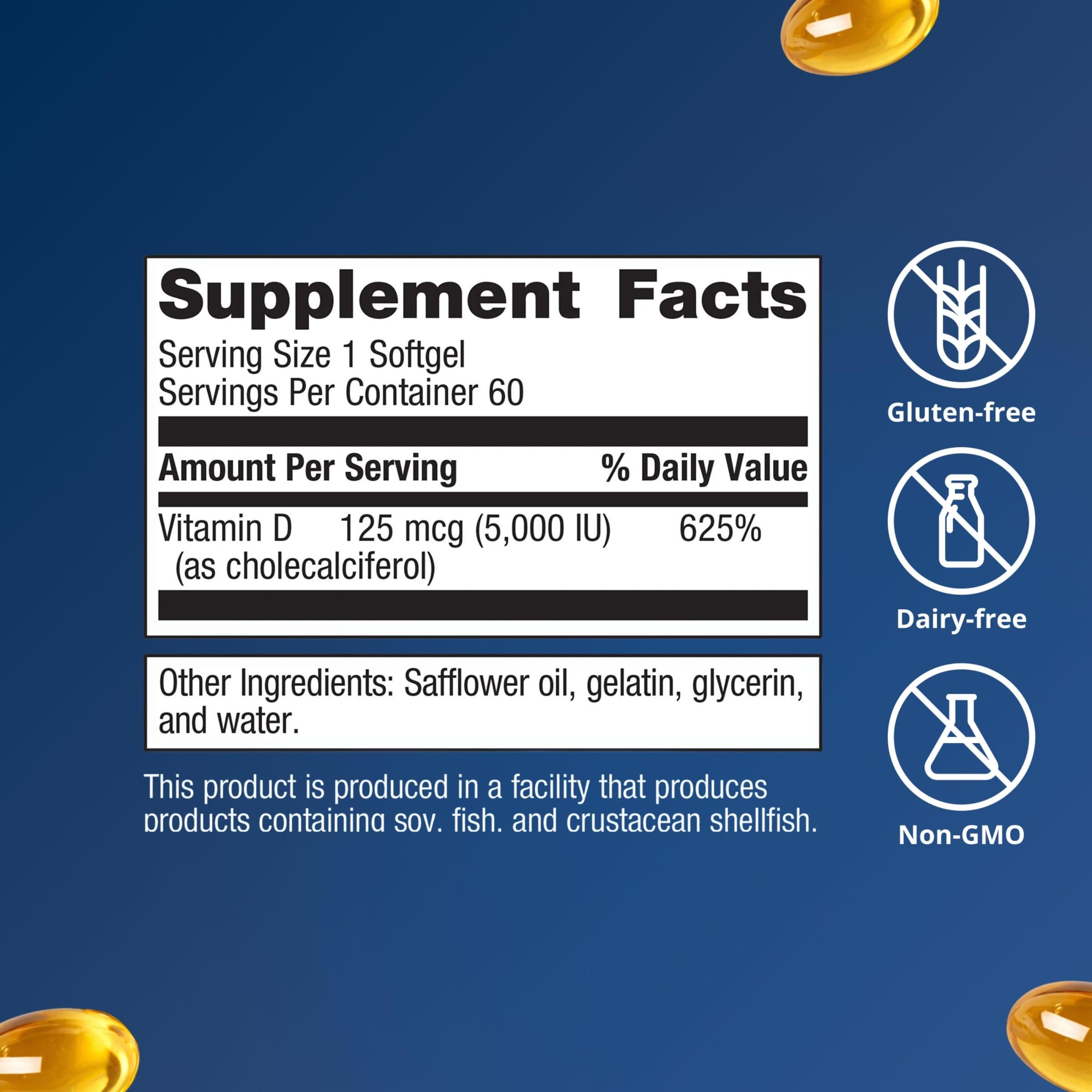 Metagenics Vitamin D3 5000 IU 125 mcg Softgels, Immune Support, 60 Count — Amazon image 5
