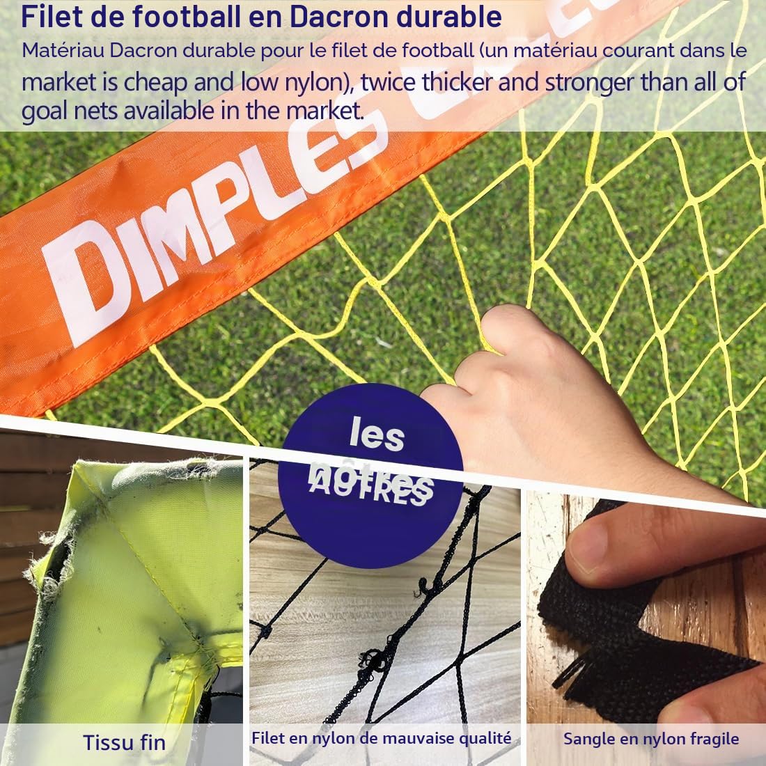 Dimples Excel But de Football Pop-Up Pliable | en Option avec Ballon, Pompe, Cônes | Ensemble de 1 ou 2 buts Portables en Trois Tailles | Idéal pour l’entraînement en Plein air des Enfants