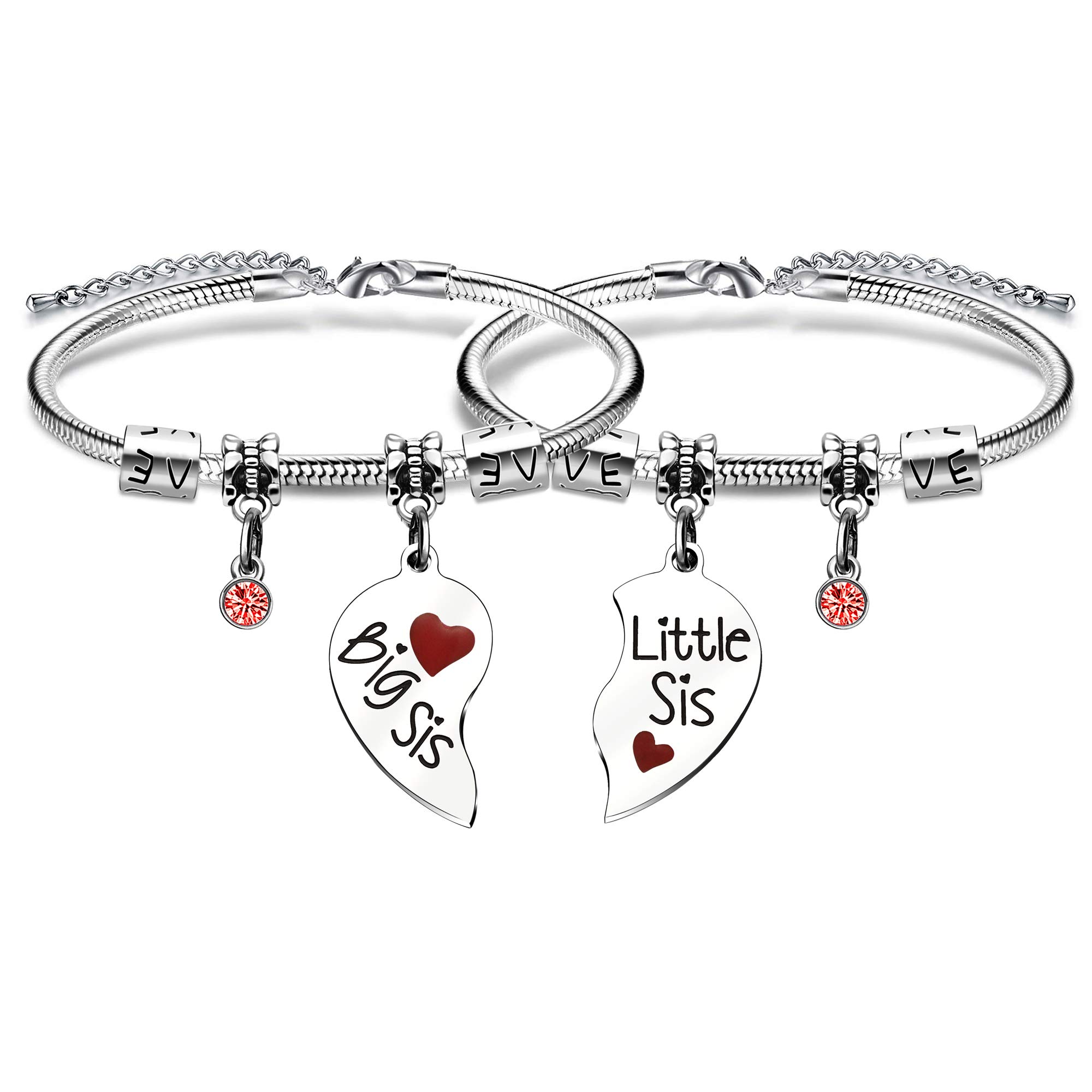 Bhxrode 2pc Sister Bracelet Set Twins Big Little Sis Bangles