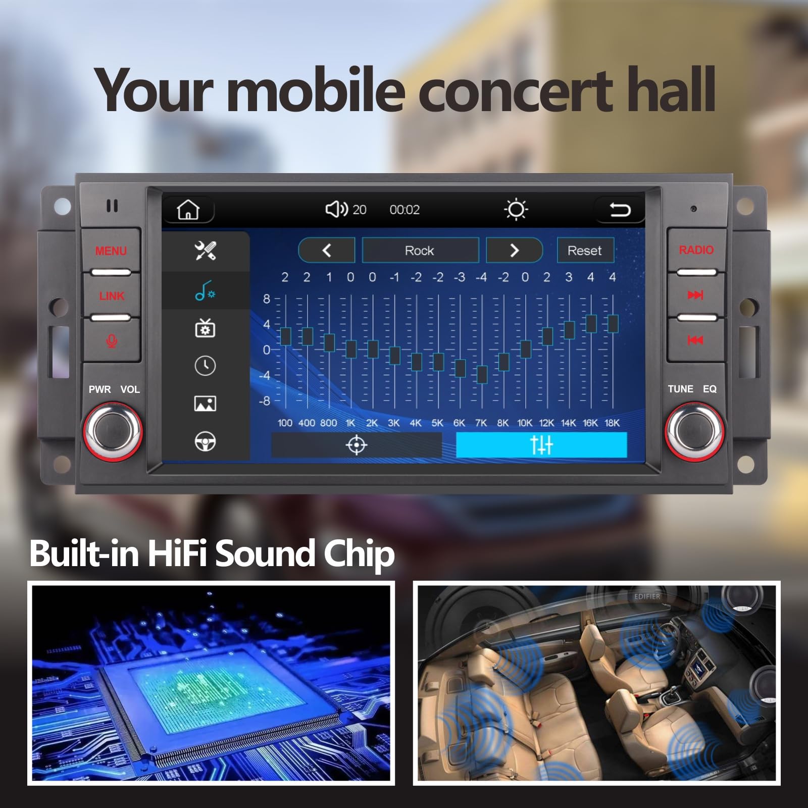 per Jeep Wrangler JK Compass Patriot/Chrysler/Dodge RAM Charger, 7 pollici Touch Screen Stereo Wireless CarPlay Andriod Auto Ricevitore Auto con Bluetooth Mirror Link FM RDS