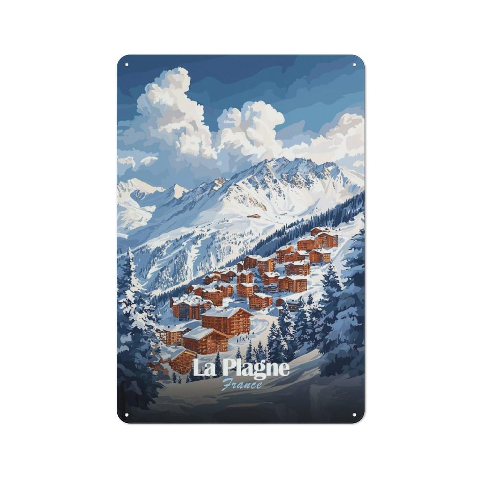 Junmoney Style-13 La Plagne Ski Resort Rustic Metal Sign 30X20cm For Garden Room Or Summerhouse, For Summerhouse Decorators