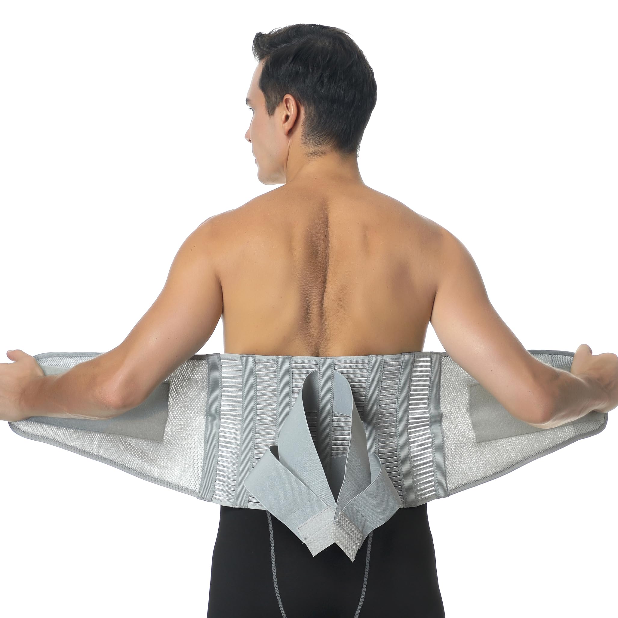 NEOtech Care - Fascia lombare supporto schiena - cintura lombare - AMPIO supporto, compressione regolabile e traspirante (Grigio, L)