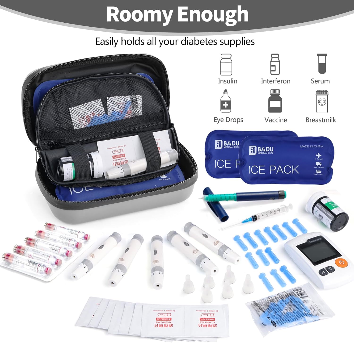 Insulin Cooler Travel Case TSA Approved Refrigerated Medicine Cooler for Travel w/Thermometer Temperature Diabetic Case w/2 Reusable Ice Packs for Daily Life Trip image 3
