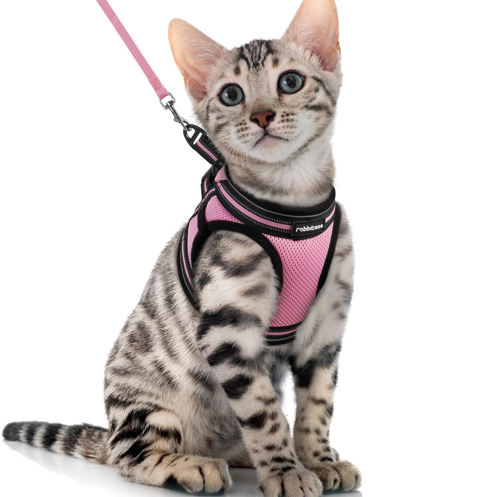 rabbitgoo Cat Harness and Leash Set for Walking Escape Proof, Adjustable Soft Kittens Vest with Reflective Strip for Cats, Comfortable Outdoor Vest, Black, Small — view 43