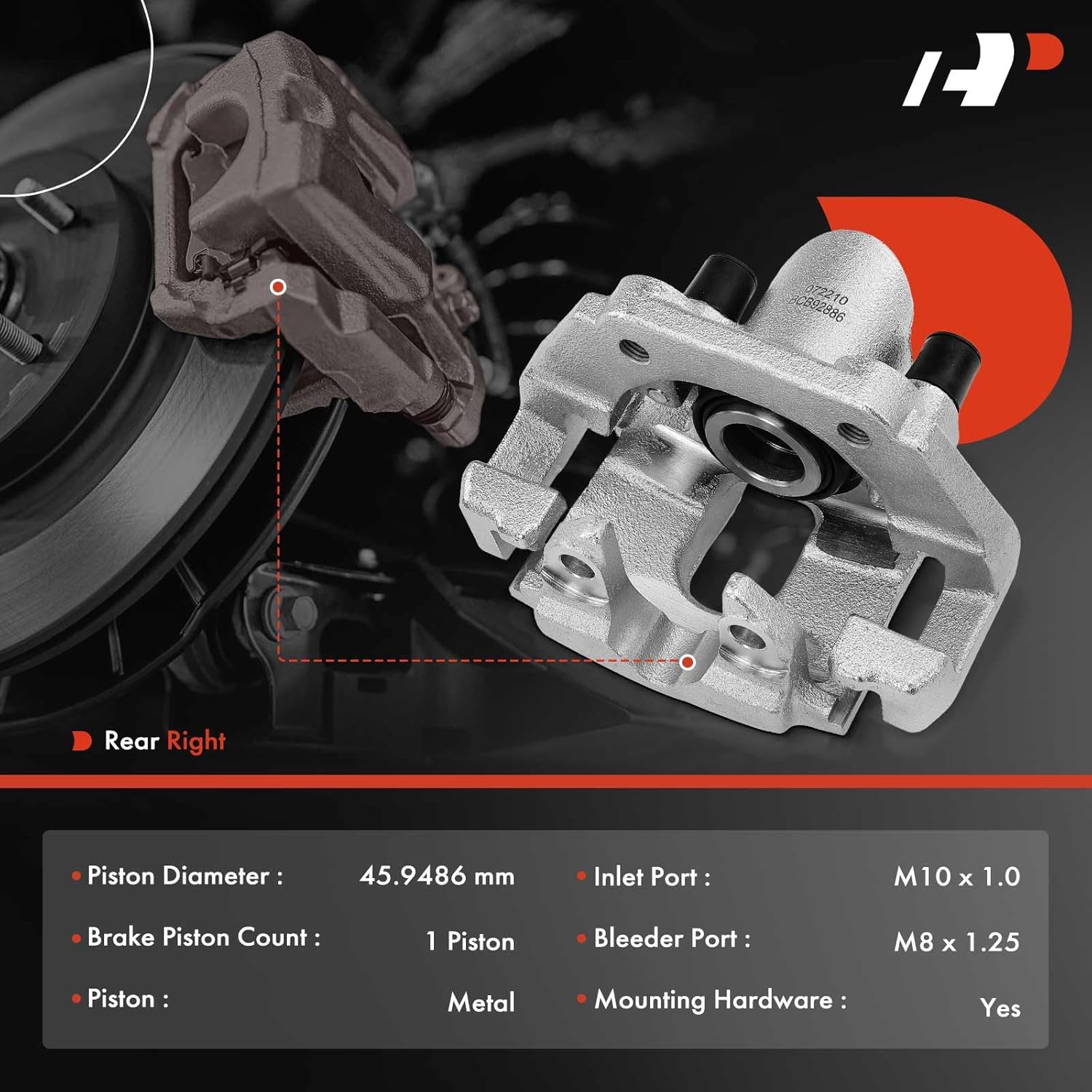 A-Premium Disc Brake Caliper Assembly with Bracket Compatible with Select BMW Models - 535i, 535i GT, 545i, 550i, 645Ci, 650i, 745i, 745Li, 750i, 750Li, 760i, 760Li - Rear Right Passenger Side