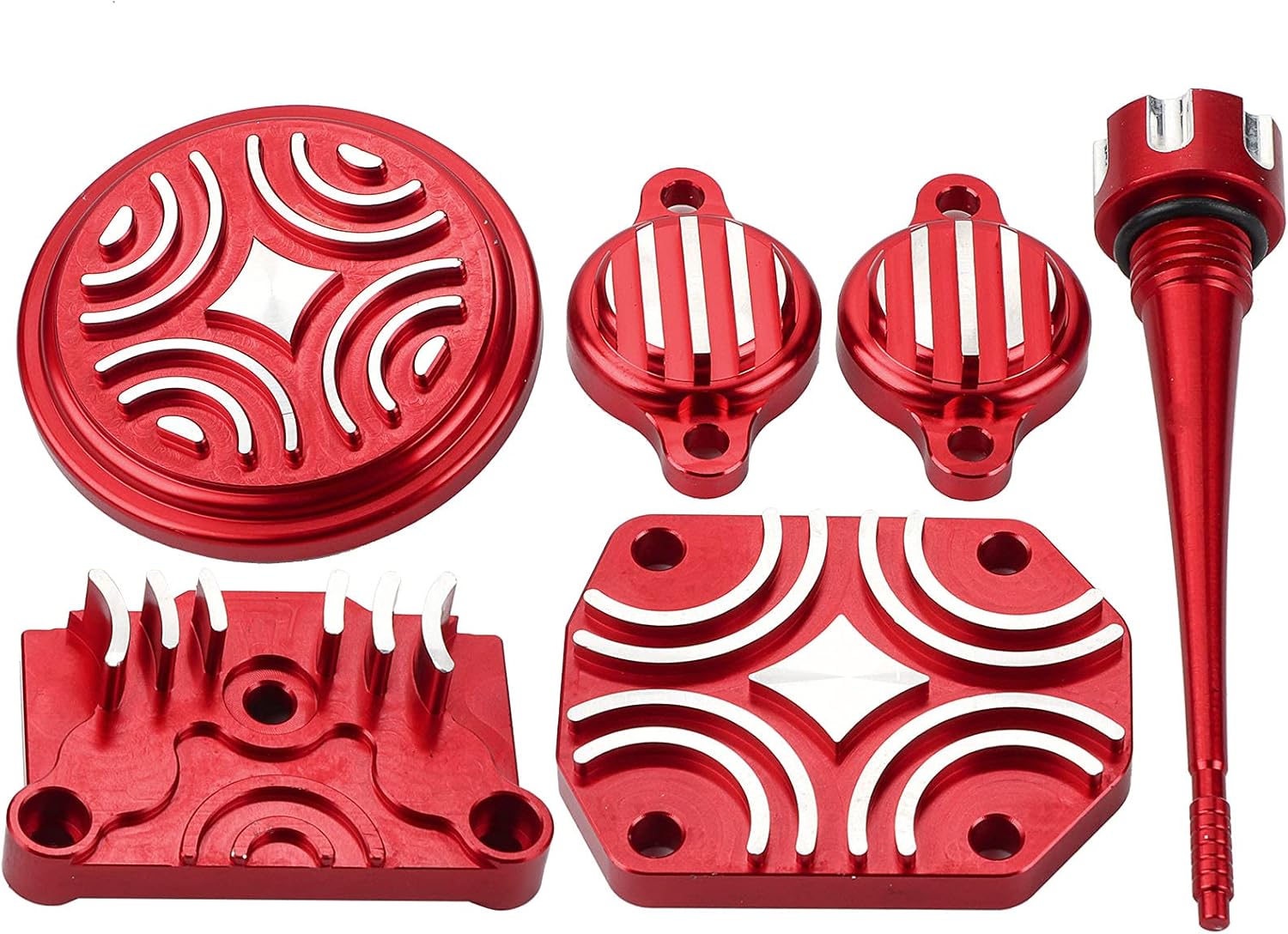 Acouto for engine, Engine Dress-Up Kit,Aluminum Engine Dress Up Cover Kit Parts Fit For Pit Dirt Bike Red