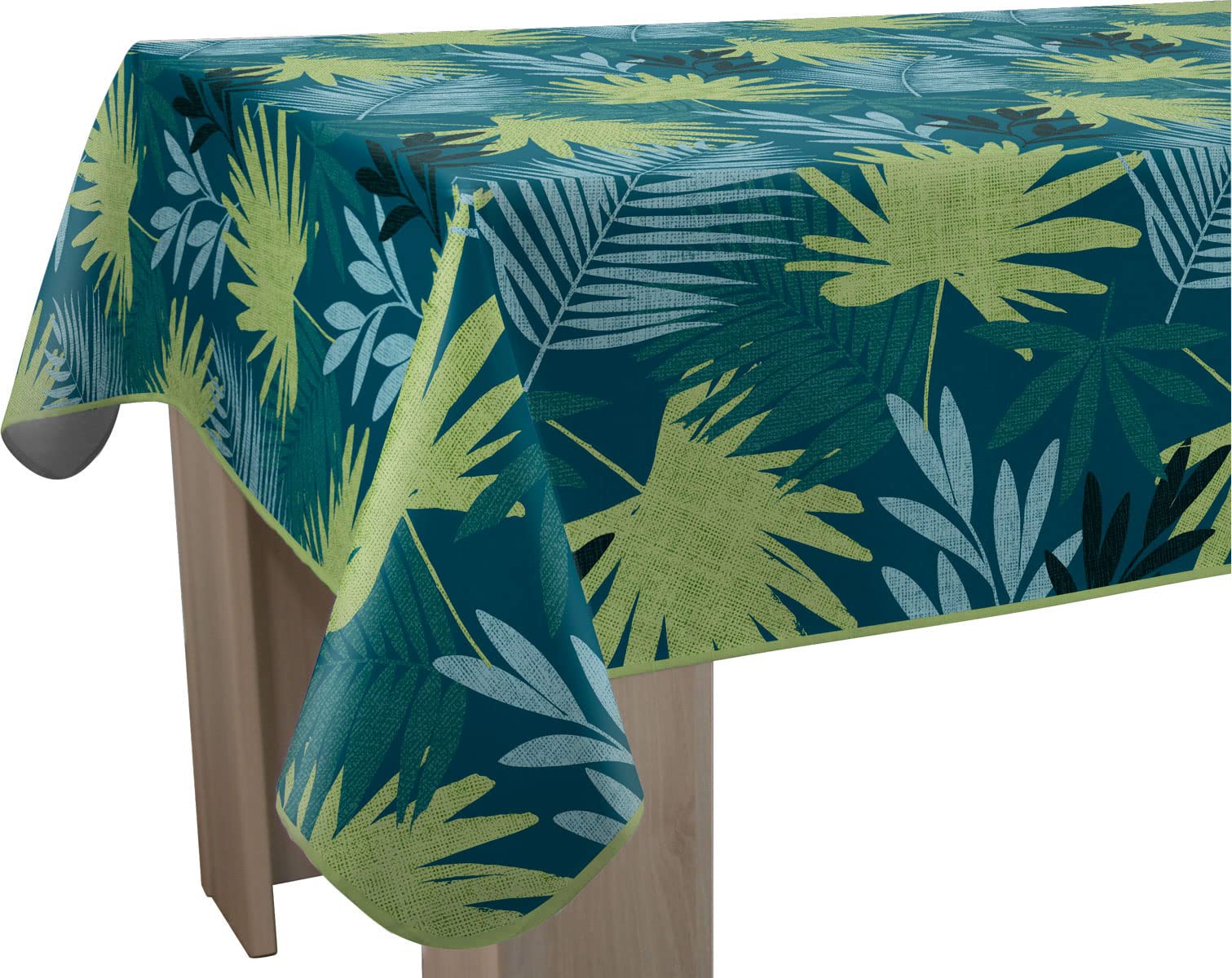 Le linge de Jules Bali Stain-Resistant Tablecloth Rectangular 150 x 200 cm, Blue, Green, Blue / Green, 78.7 x 59.1 inch (Rectangular)