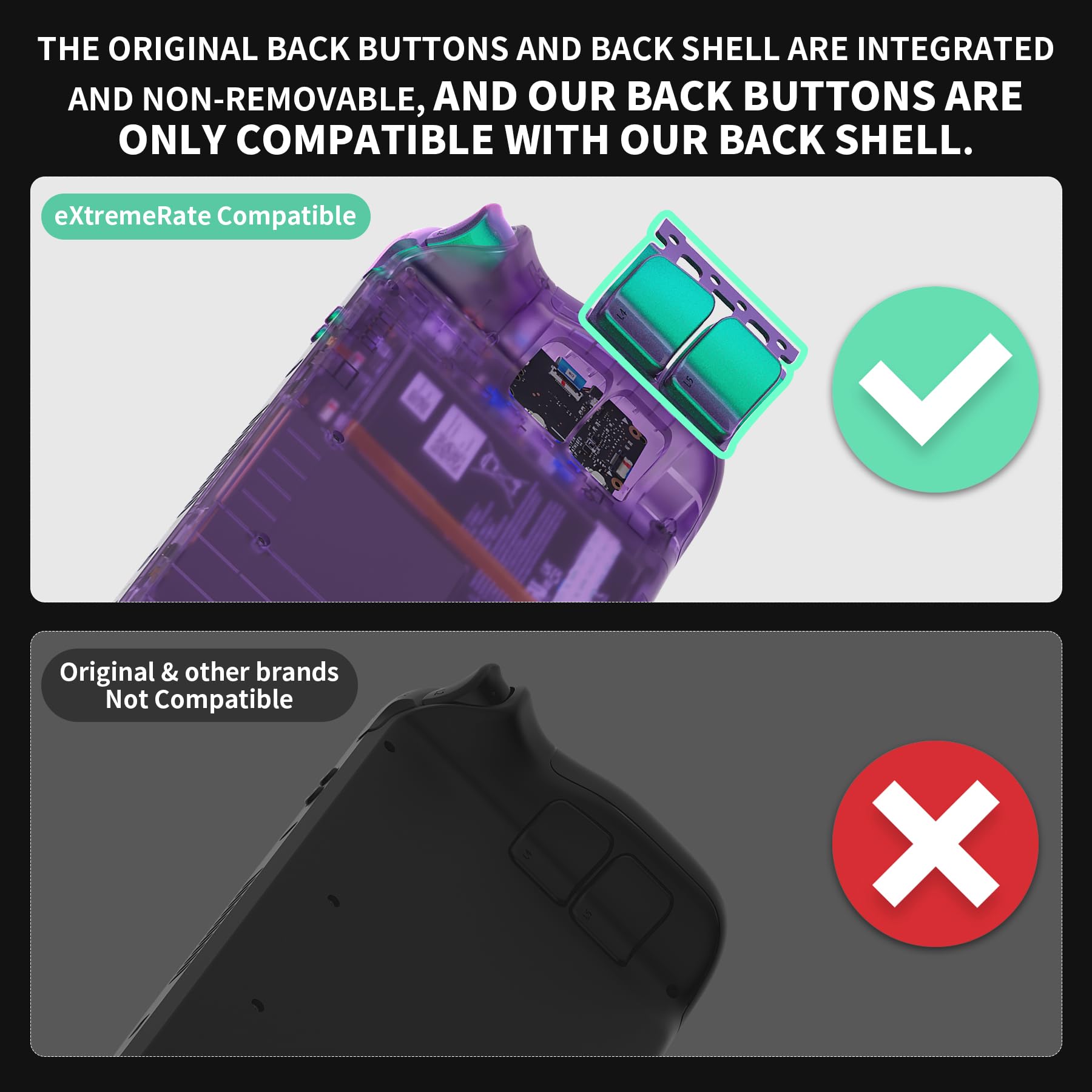 eXtremeRate Tasti Kit per Steam Deck LCD,Pulsante ABXY D-Pad Trackpad Bumpers Trigger Grilletti Ricambio per Steam Deck LCD con Cacciaviti(Senza Console)-Camaleonte Verde Viola