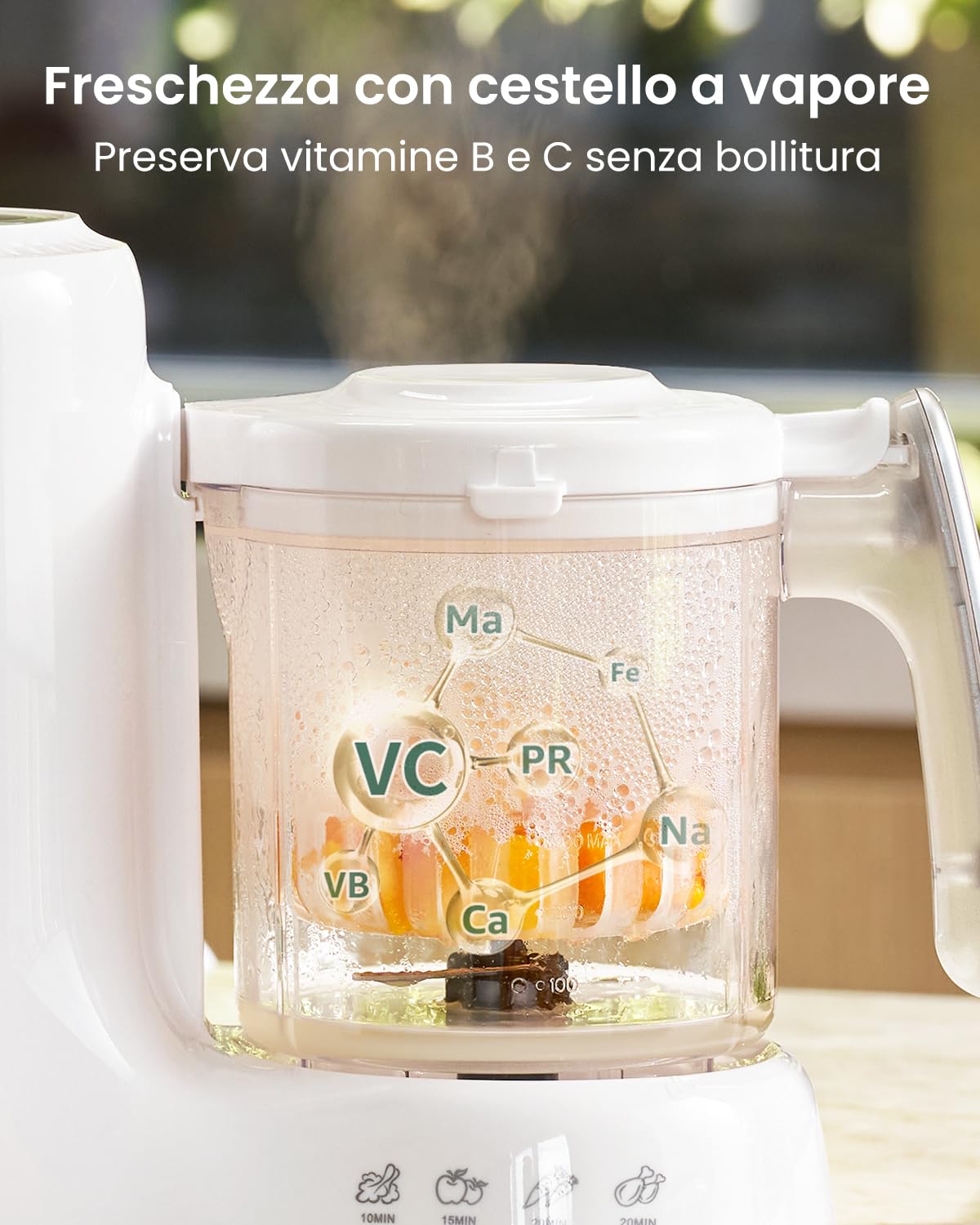 GROWNSY Cuocipappa Mixer Multifunzione per Neonati – Cuocivapore, Frullatore e Sterilizzatore in un Unico Apparecchio, Robot Cucina Multifunzione per Alimenti Aani Fatti in Casa per Bambini