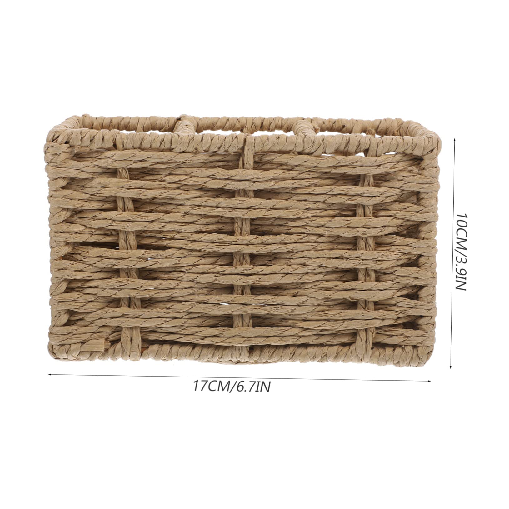 PRETYZOOM Cesta De Almacenamiento Tejida De Cuerda De Papel Beige para Cubiertos y Utensilios De Cocina Soporte Organizador para Tenedores y Cucharas para Hogar y Restaurantes