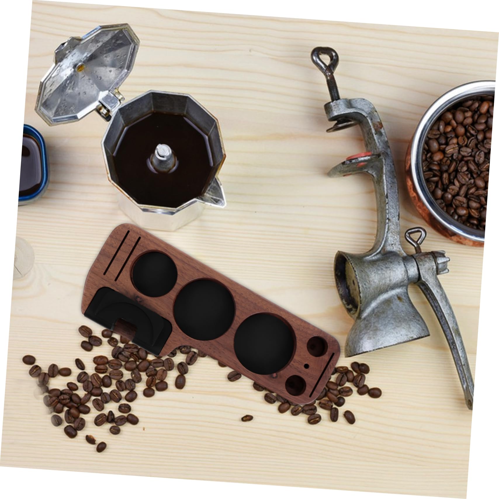 Cabilock Kaffeefilter-tamperständer Aus Holz Passend Für Siebträger Stabiler Espresso-tamperhalter Mit Organizer Für Kaffeezubehör