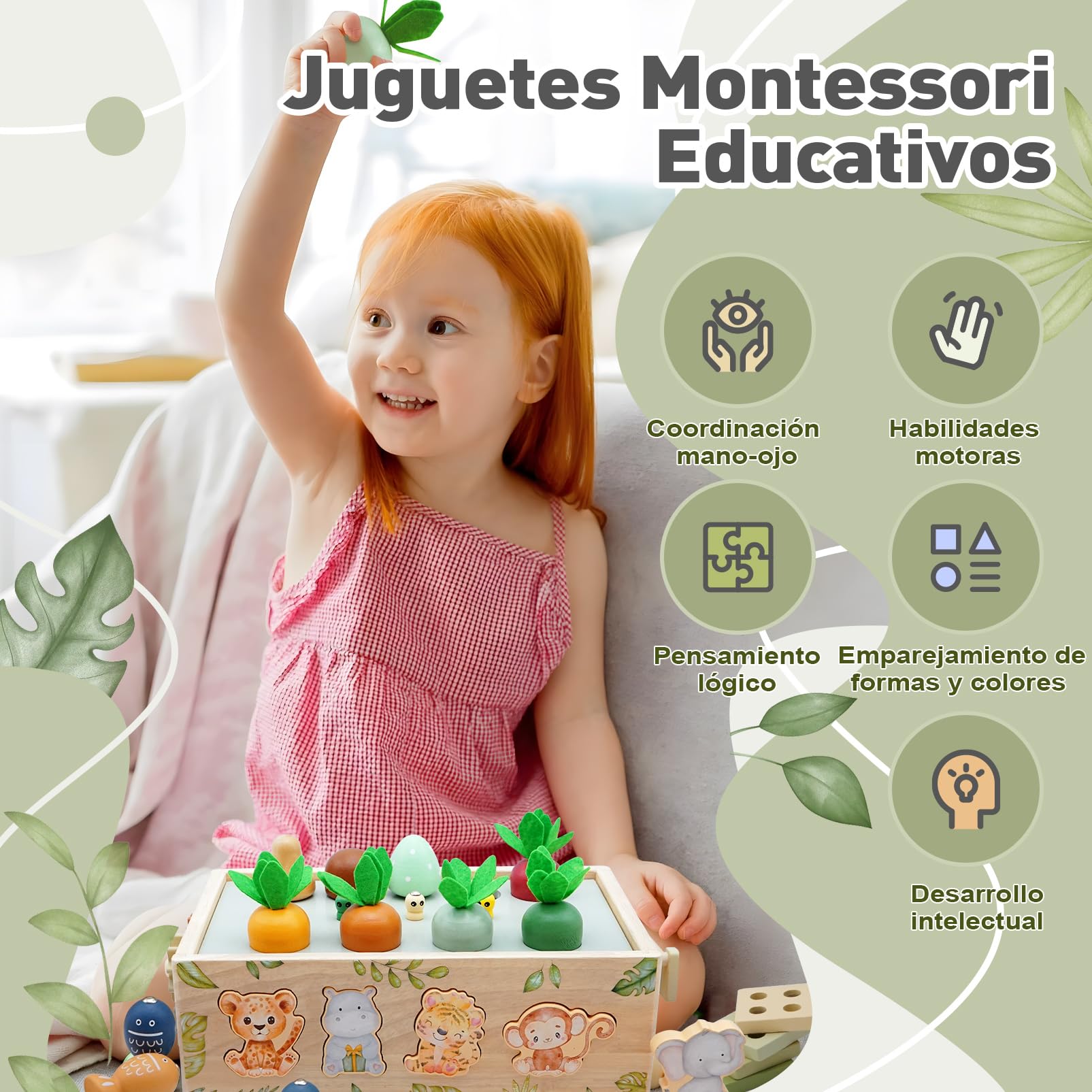 Juguetes Montessori 1 años, Juguete Bebe 1 año Safari Juegos Educativos Niños 1 2 3 Años, 9 EN 1 Juguetes Niños 1 2 3 Años Montessori Madera, Regalos niños 1 2 3 4 Años