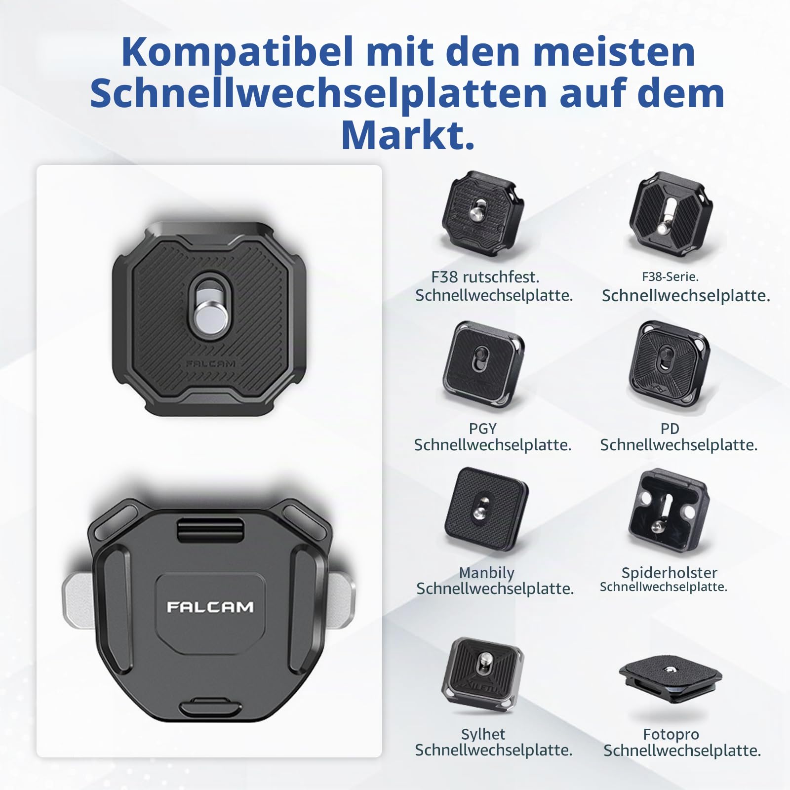 FALCAM F38 Kamera-Schultergurt-Schnellwechselset V2, 1/4-Zoll-Schrauben& Arca-Swiss-Standard-Schnellwechselplatte, Aluminium, Schnellverschluss für Kamera am Rucksack-Schultergurt
