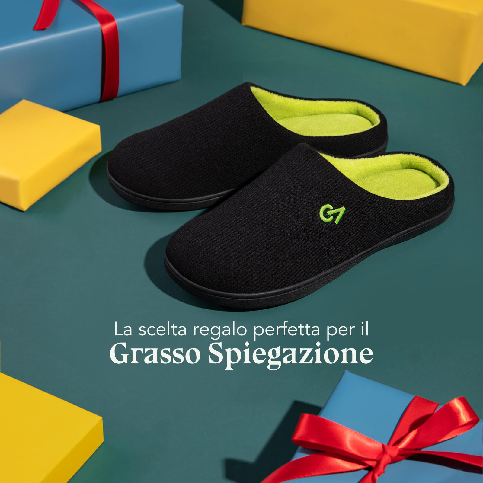 VeraCosy Bicolore Pantofole da Uomo in Memory Foam