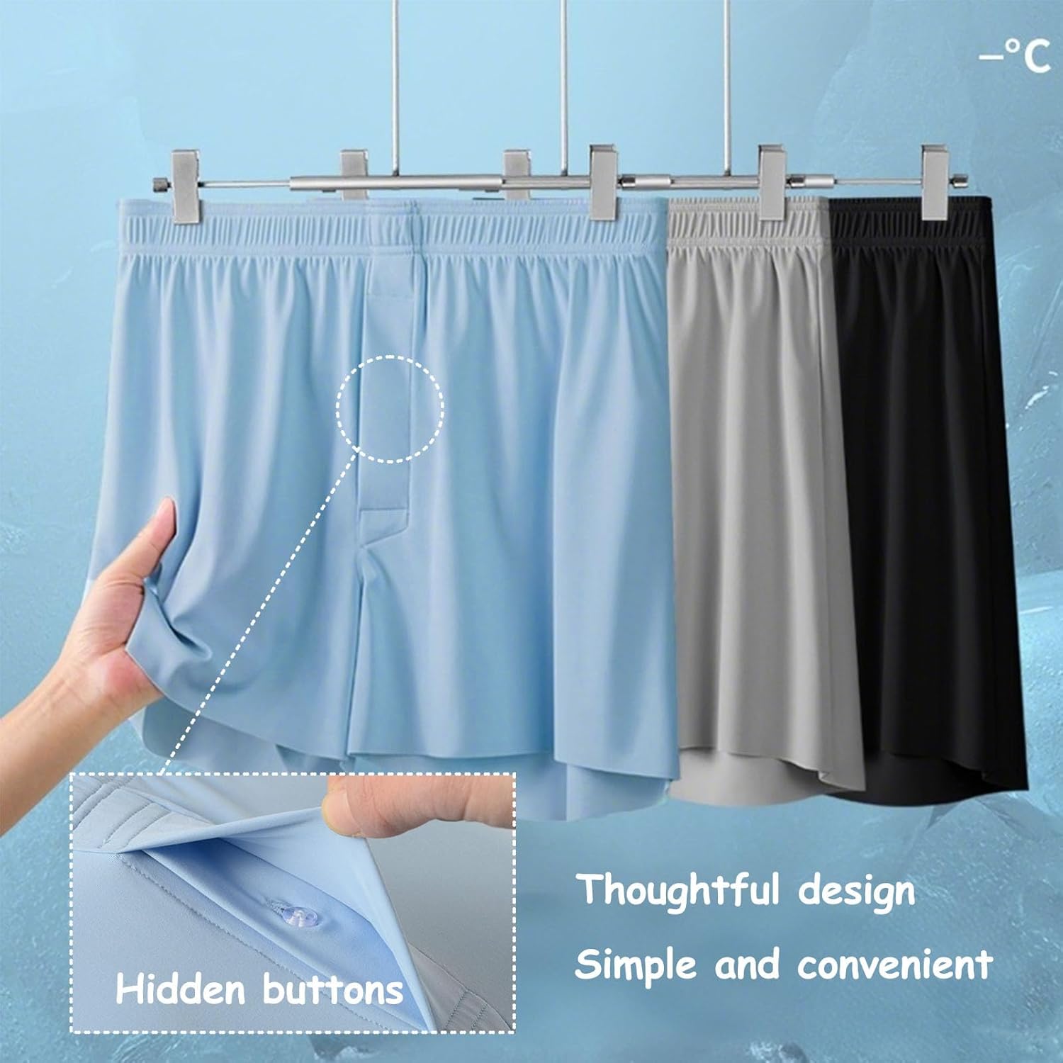 Men's Silk Boxer Shorts Ice Silk-feel Breathable Seamless Underwear Loose Fit Comfortable Boxers for Men - Image 2