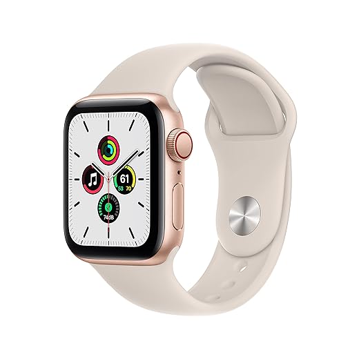 Apple Watch SE (Gen 1) [GPS + Cellular 40mm] Smart Watch w/Gold Aluminium Case with Starlight Sport Band. Fitness & Activity Tracker, Heart Rate Monitor, Retina Display, Water Resistant