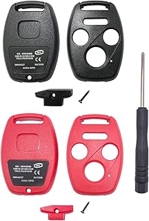 3+1 Buttons Key Fob Cover Case fit for Honda 2003-2012 Accord 2006-2013 Civic EX 2009-2015 Pilot 2005-2006 CR-V Keyless Entry Remote Key Fob (Black+ Red)