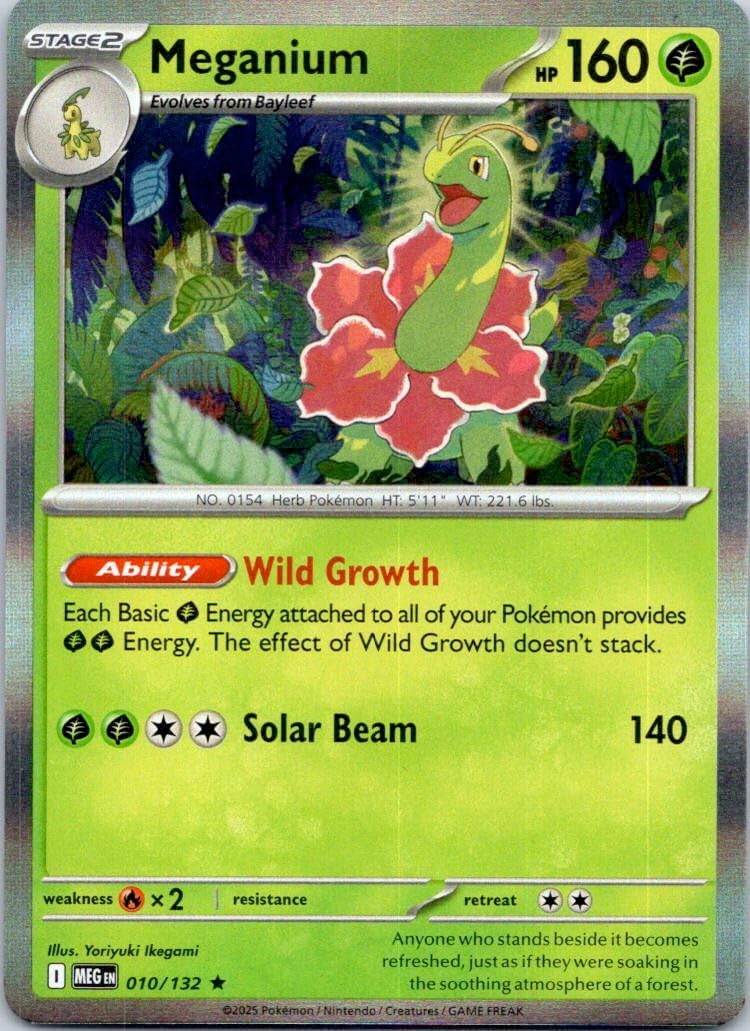 Meganium - 010/132 – Mega Evolutions - Rare - Holo - NM/M Card