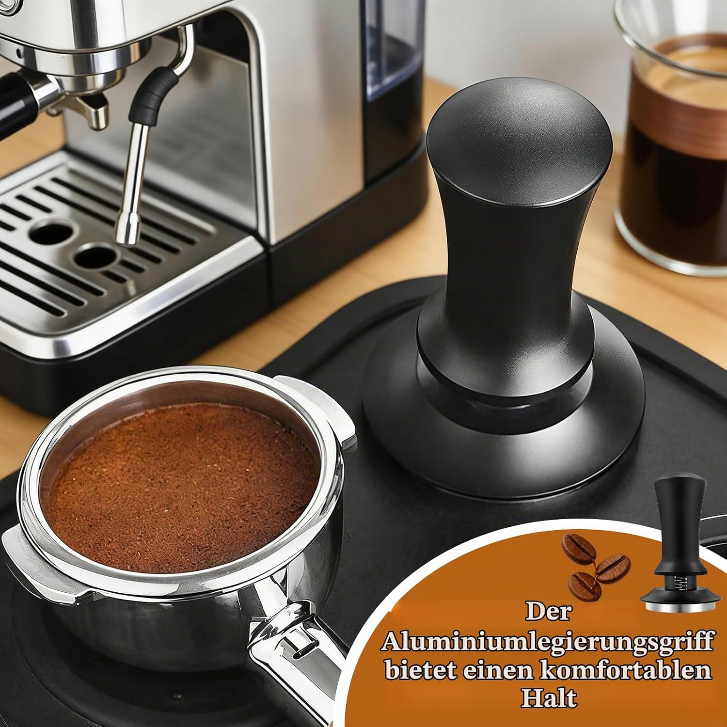 Kaffee Tamper 58mm Edelstahl mit Einstellbarem Druck und Federmechanismus