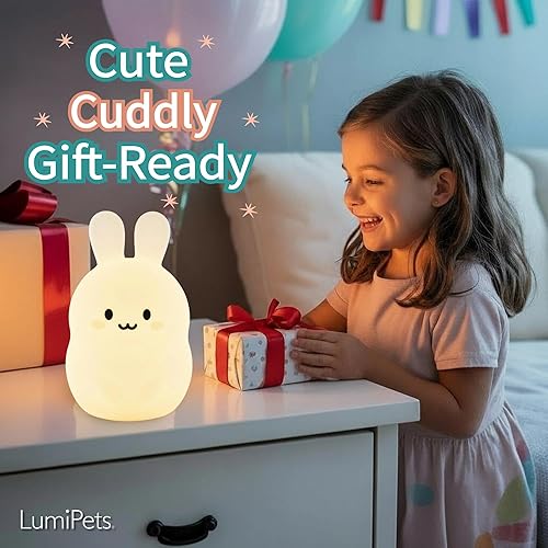 Miniatura 28 de Lumipets Benny The Bear - Luz nocturna de silicona blanda para niños Bonita luz nocturna con control remoto y control táctil para niñas y niños