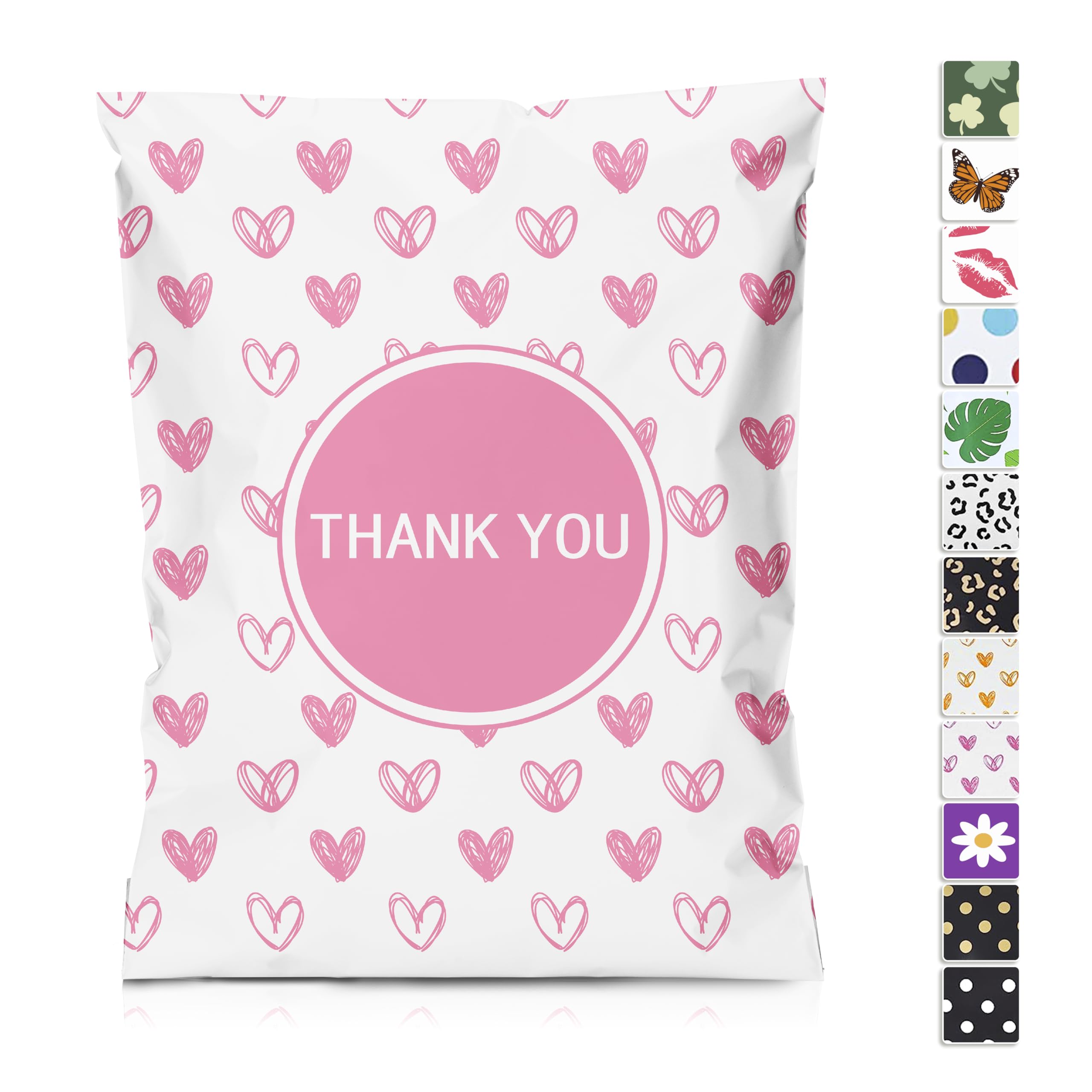 JinRuiKJ Pink Heart Printed Poly Mailer 10x13 100 Pack Shipping Bags for Clothing, Strong Thick and Self Adhesive Mailing Bags - Cute Packaging Bags