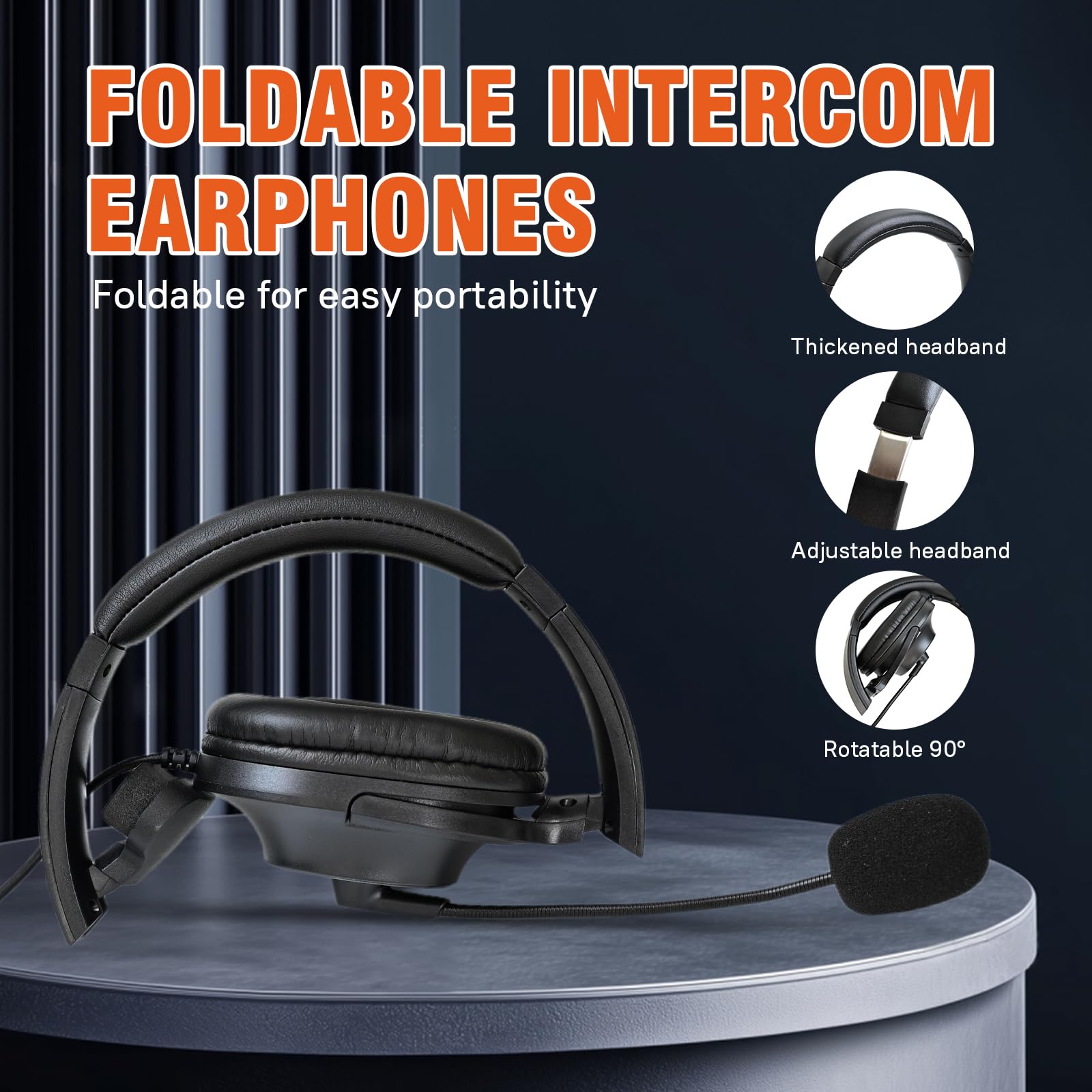 Casque anti-bruit pour talkie-walkie avec micro PTT Boom pour Motorola Radio 2 broches CLS 1110 1410 CP200 CP185 CP100D DLR 1060 (grand cache-oreilles) (simple côté)
