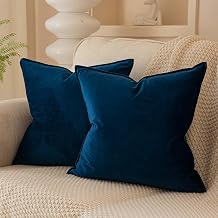 JUSPURBET 28x28 Pillow Covers Set of 2 Decorative Throw Pillow Covers Case for Couch Sofa Bed Soft Velvet Cushion Covers with Hidden Zipper for Home Decor Living Room,Navy Blue