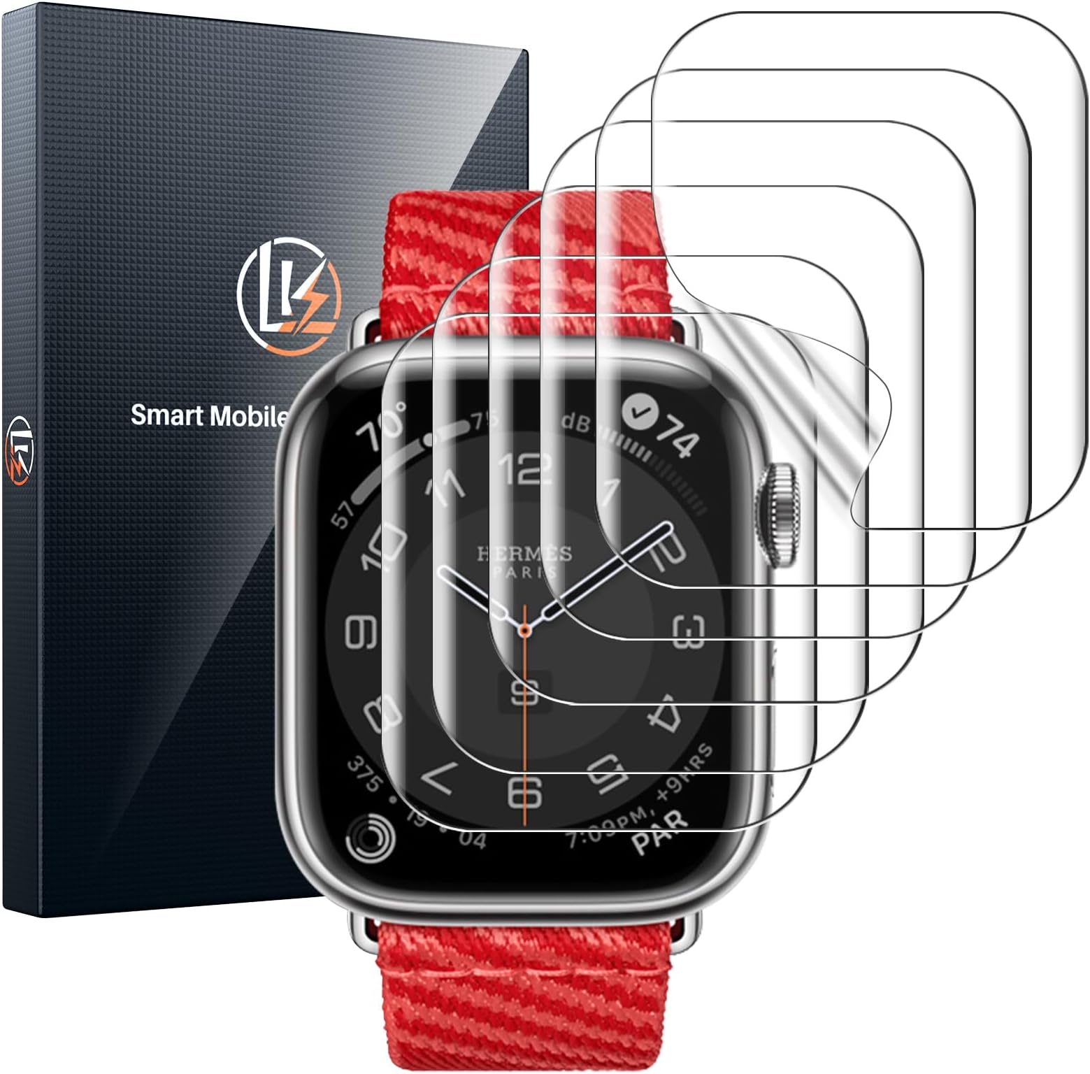 LK 6 Pack for Apple Watch Screen Protector 45mm Series 9 8 7 [New Version] Anti-Scratch, Self-Healing Soft TPU Screen Protector for Apple Watch 45mm, Bubble Free, HD Transparent, Touch Sensitive