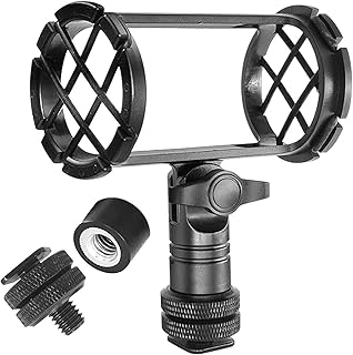 Nicama NC4 Microphone Shock Mount Universal Holder Clip with Hot Shoe for Shotgun Microphone AKG D230 Sennheiser MKH-416 ME66 Rode NTG-2 NTG-1 Audio-Technica AT-875R