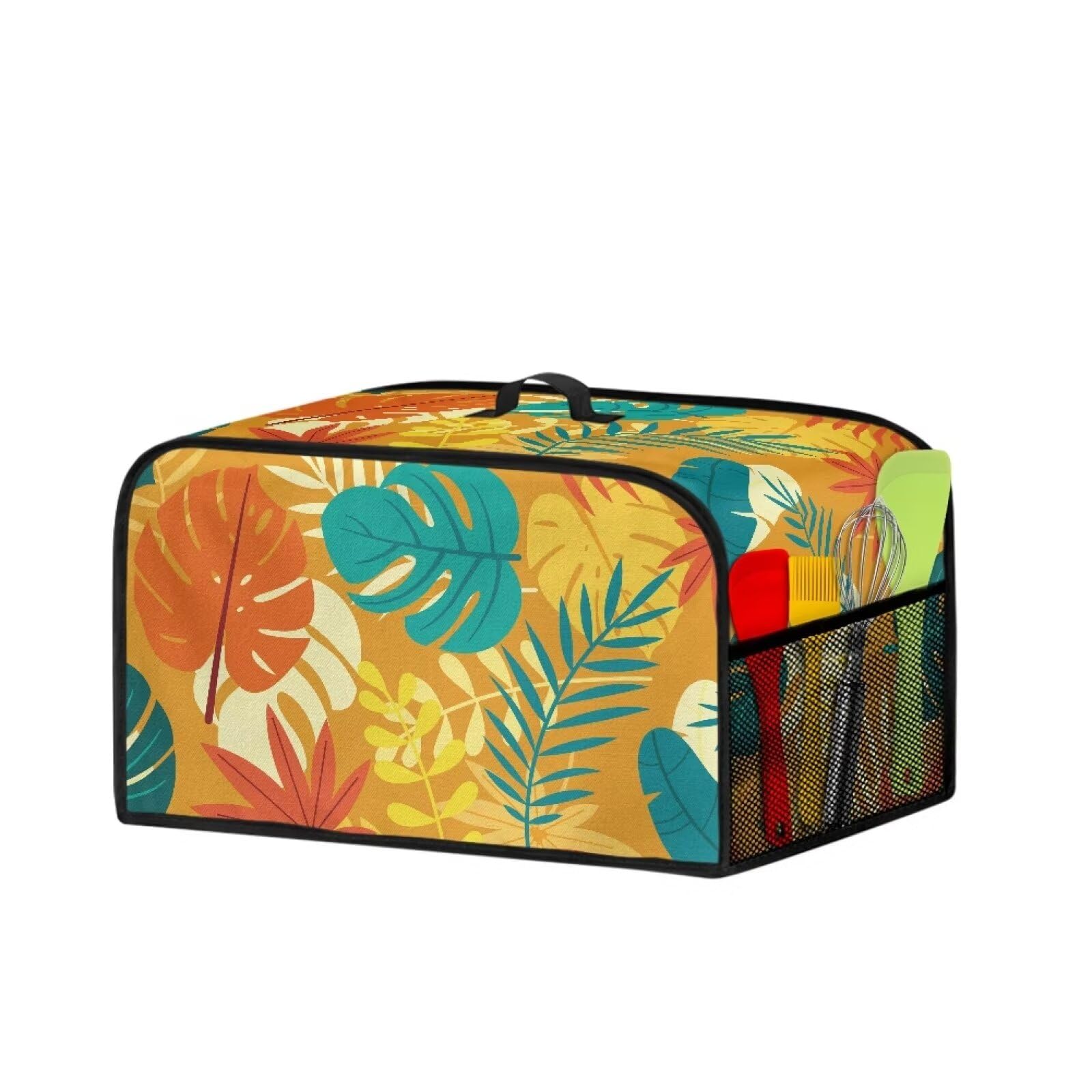 Suobstales Palm Leaf Print Crock Pot Dust Cover with Side Pockets Splash Resistant Covers Crock Pot Dust Covers Kitchen Appliance Protector