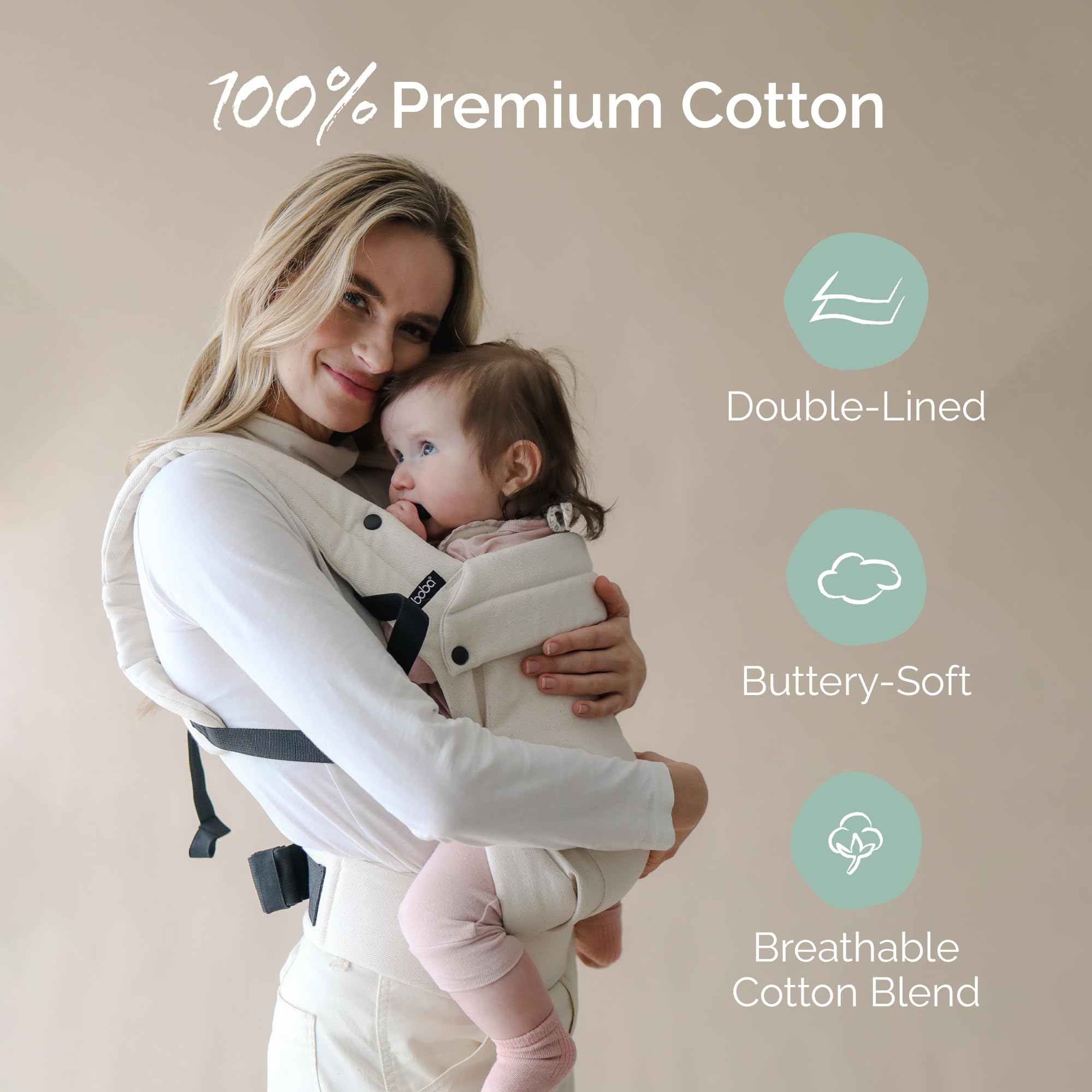 Boba Auri Marsupio Neonato - 100% Cotone Premium, 3 Posizioni Ergonomiche (Fronte Mamma/Fronte Mondo/Schiena), Posizione a "M" con Seduta Regolabile (3,2-20 kg)