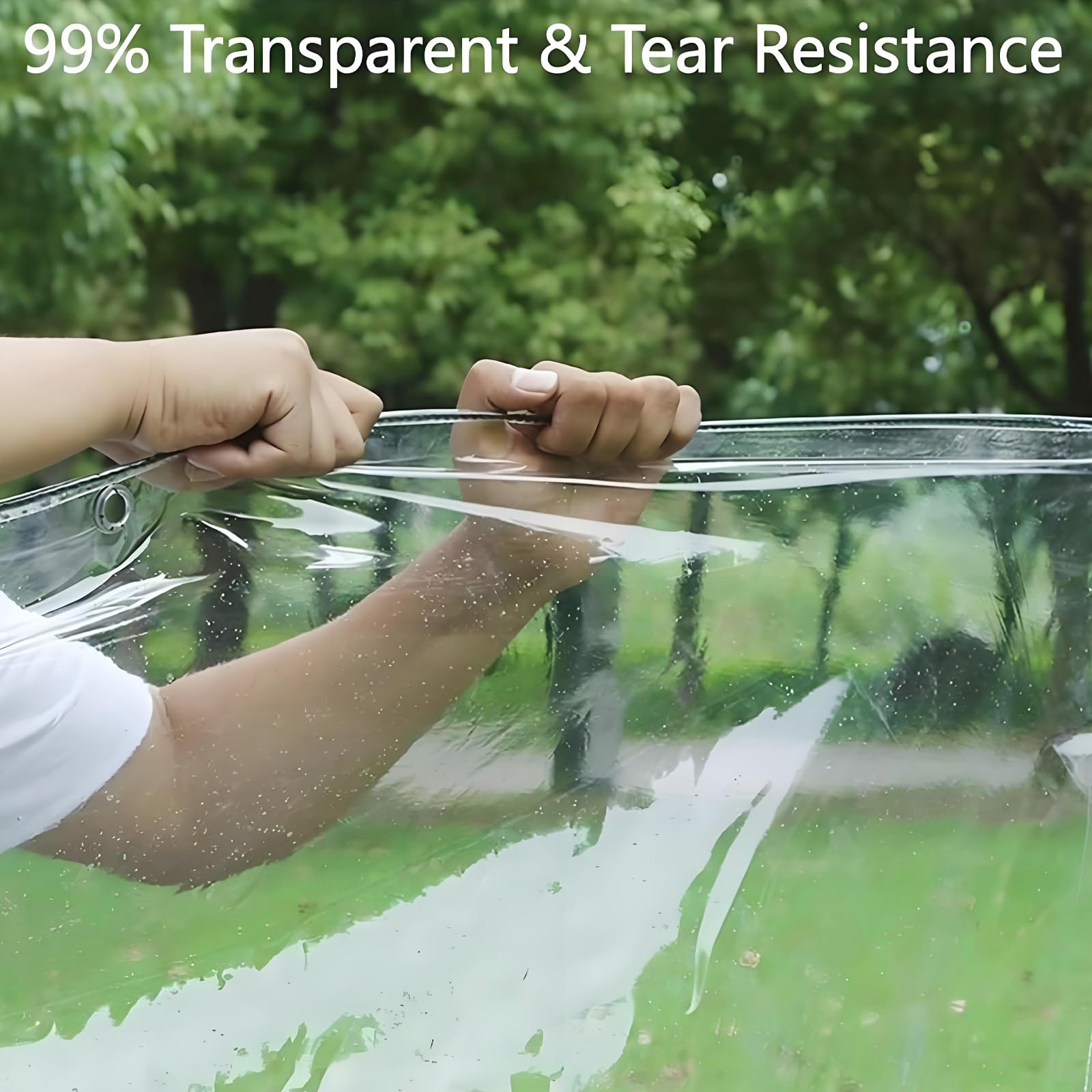 Plane Transparent Wasserdicht mit Ösen, 0,39mm Stark 2x3m PVC Abdeckplane, Außenbereich Wetterfeste Klarsichtfolie für Gartenmöbel Gewächshaus Carport Vordach Camping Balkon