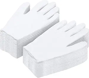 Cotton Gloves for Dry Hands, Paxcoo 20 Pairs Large White Cotton Gloves for Cosmetic Moisturizing and Inspection