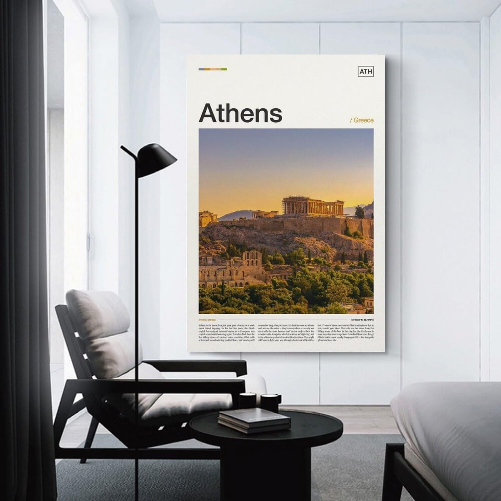 Junmoney Wall Decor Canvas Print Athens, Greece, 24x36inch(60x90cm), for Home Lounge, Bedroom Or Reading Nook, Canvas Styling for A Polished Room Look