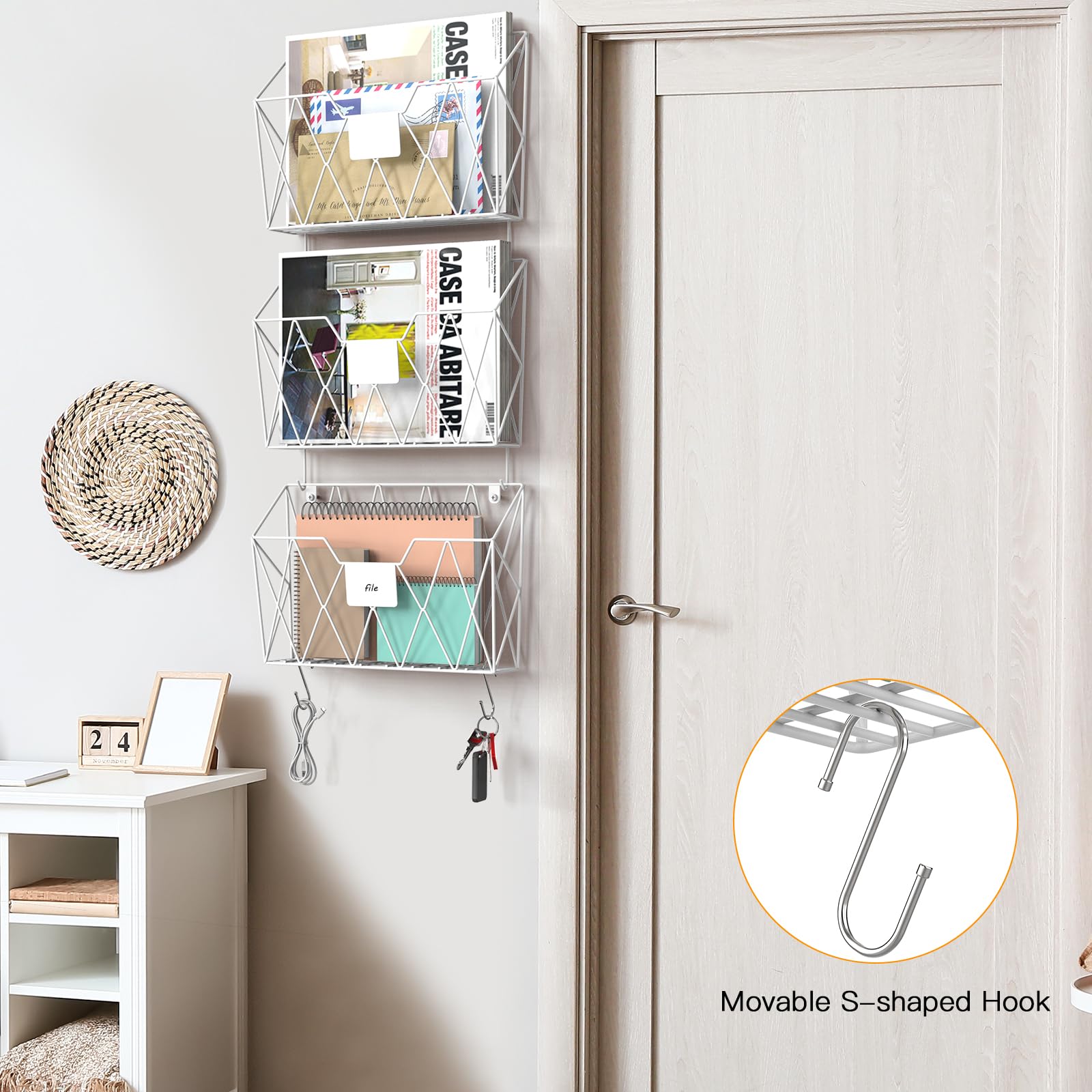 YBING Wall File Organizer Mesh Hanging Wall Files Holder 6 Pack Hanging - View #13