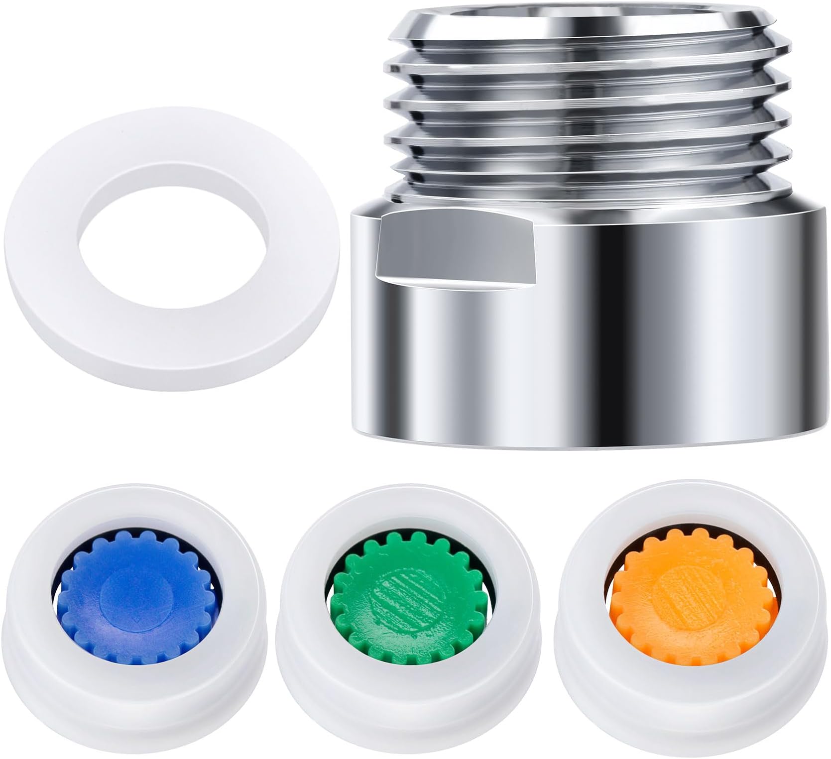 PAGOW 5 Shower Flow Reducer Limiter Set, gpm 1.5 2.0 2.2 Shower Head Flow Restrictor, 1 Pcs Washer, 1 Pcs 1/2 Inch Restrictor Valve, Water Flow Saver Adapter Set for Handheld Shower