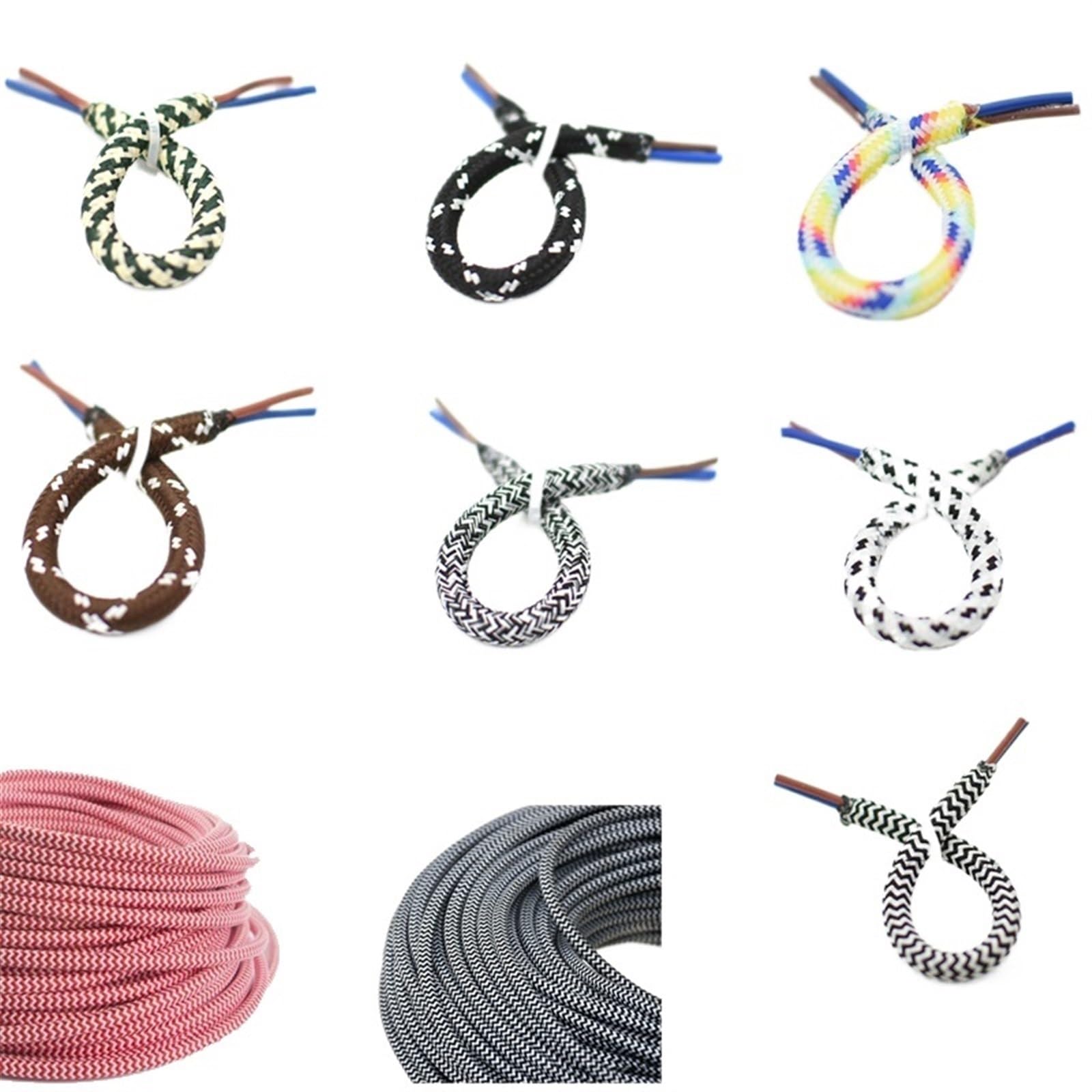 filo tessile intrecciato, Cavo elettrico intrecciato in tessuto a 2 conduttori 0,75 mm² 18 AWG(Color 1,5 Meter)