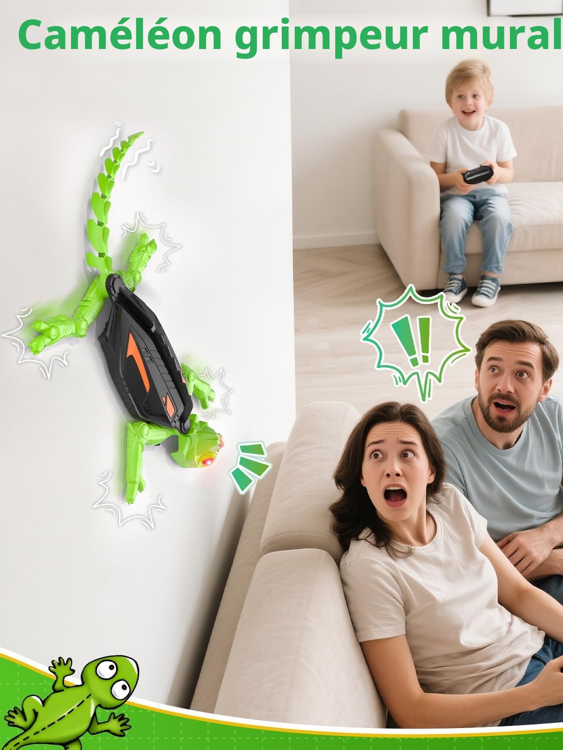 Kssvzz Gecko Radiocommandé Lézard Robot Télécommandé avec Yeux LED Lumineux Cadeau Enfants 3-9+ Ans
