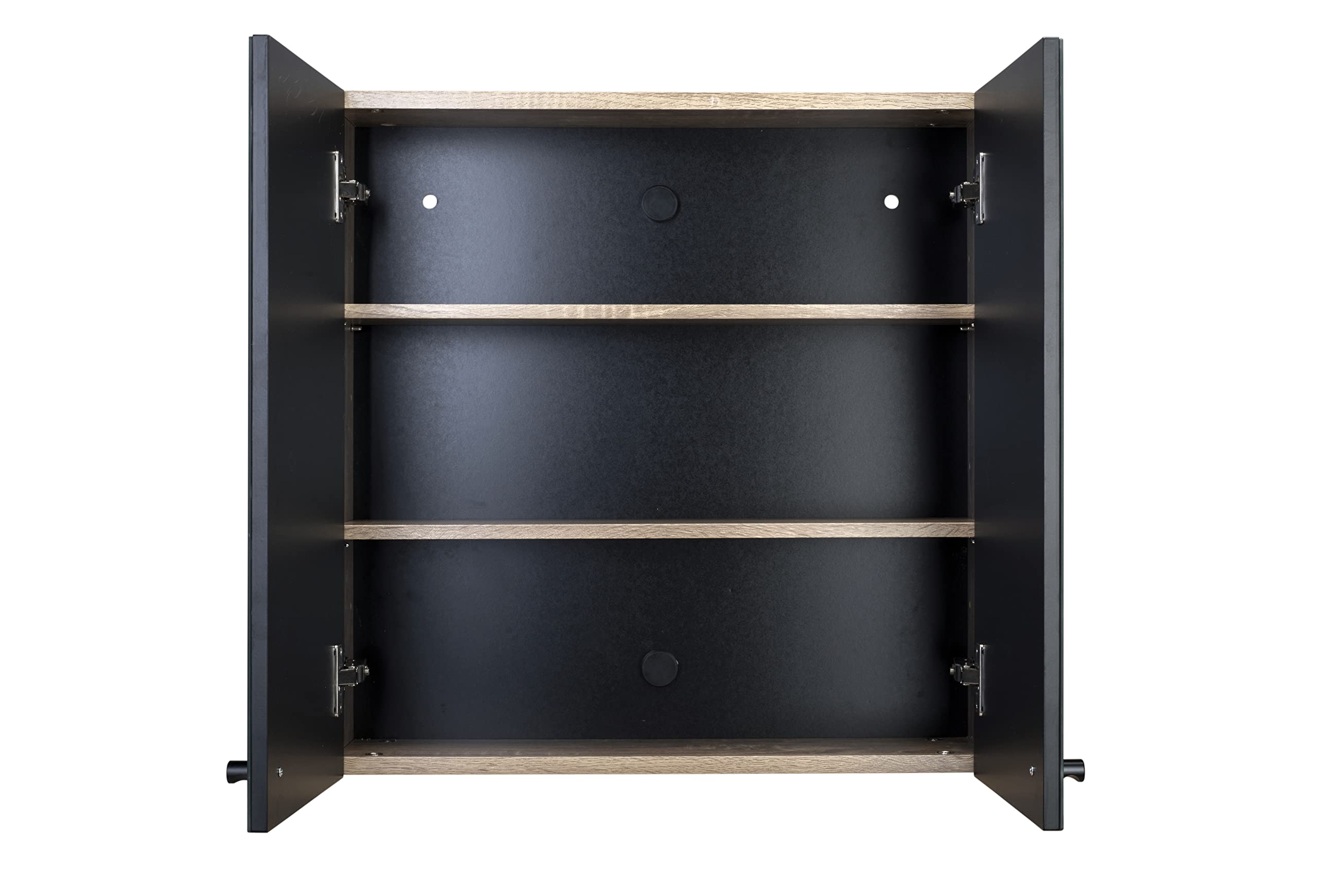 Croydex Armario de Doble Puerta con Espejo Flexi Fix de fácil instalación, Fabricado en Madera, Efecto Teca, 60 cm x 60 cm