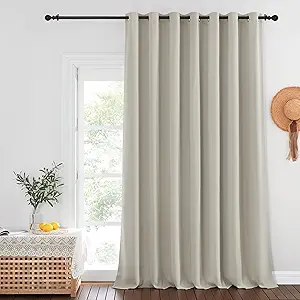 NICETOWN Sliding Door Curtains Extra Wide and Long, Thermal Insulated Large Curtain for Windows Energy Saving Patio Door Panel for Bedroom/Living Room (Natural, W100 x L120, 1 Panel)