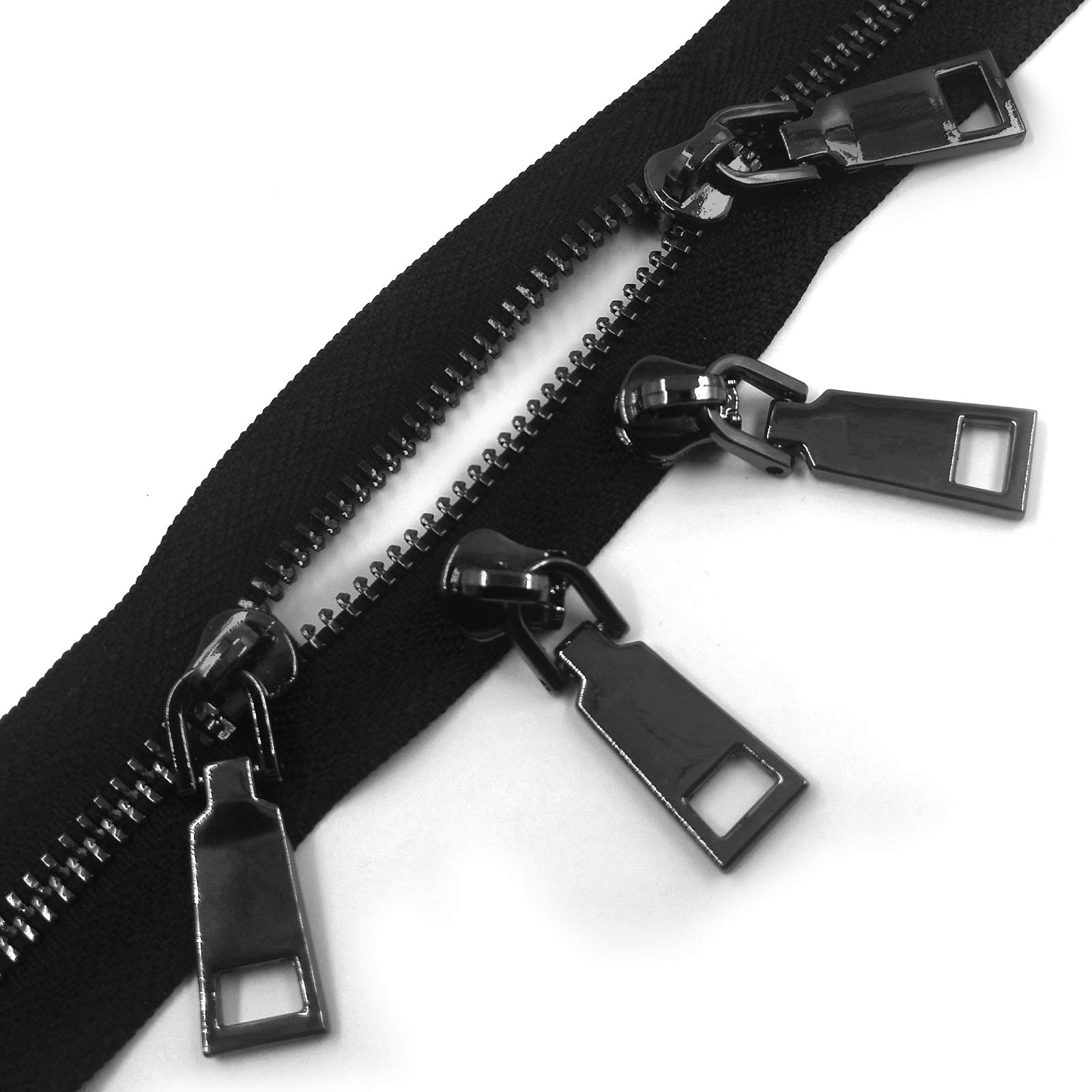 YIXI-SBest #5 Metal Zippers 4 Yards Sewing Zippers Bulk DIY Zipper by The Yard Bulk with 10PCS Slider-Long Zippers for Tailor Sewing Crafts Bag (Gunmetal Teeth Black Tape)