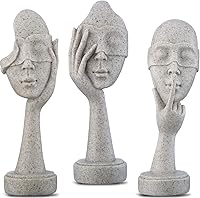 ZJ Whoest 3PCS See No Evil Hear No Evil Speak No Evil Thinker Statues - Abstract Resin Sculptures for Shelf Bedroom Living Room Decor