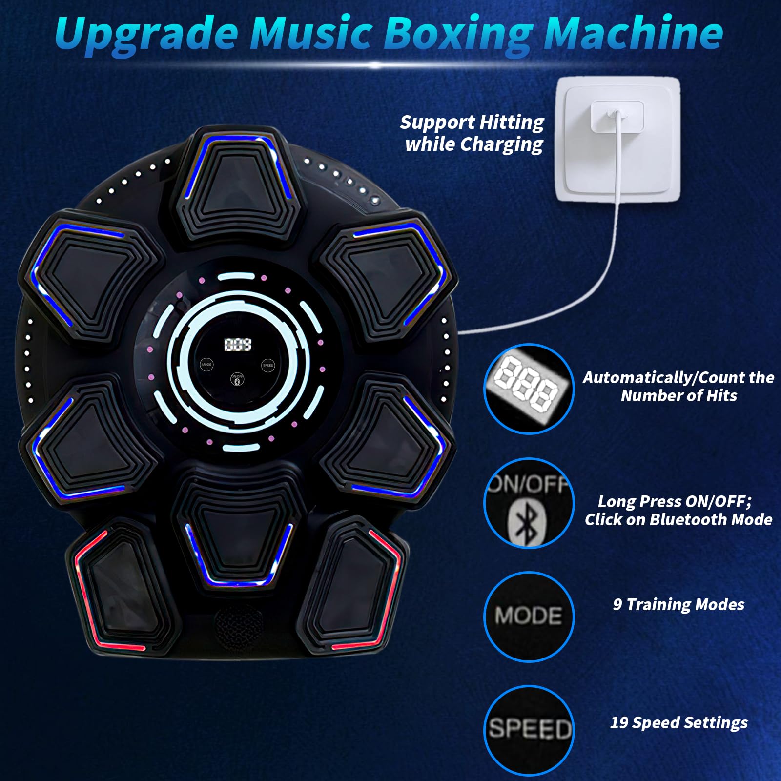 Music Boxing Machine für Erwachsene, Wandmontierte LED Licht Bluetooth Musikboxing Maschine