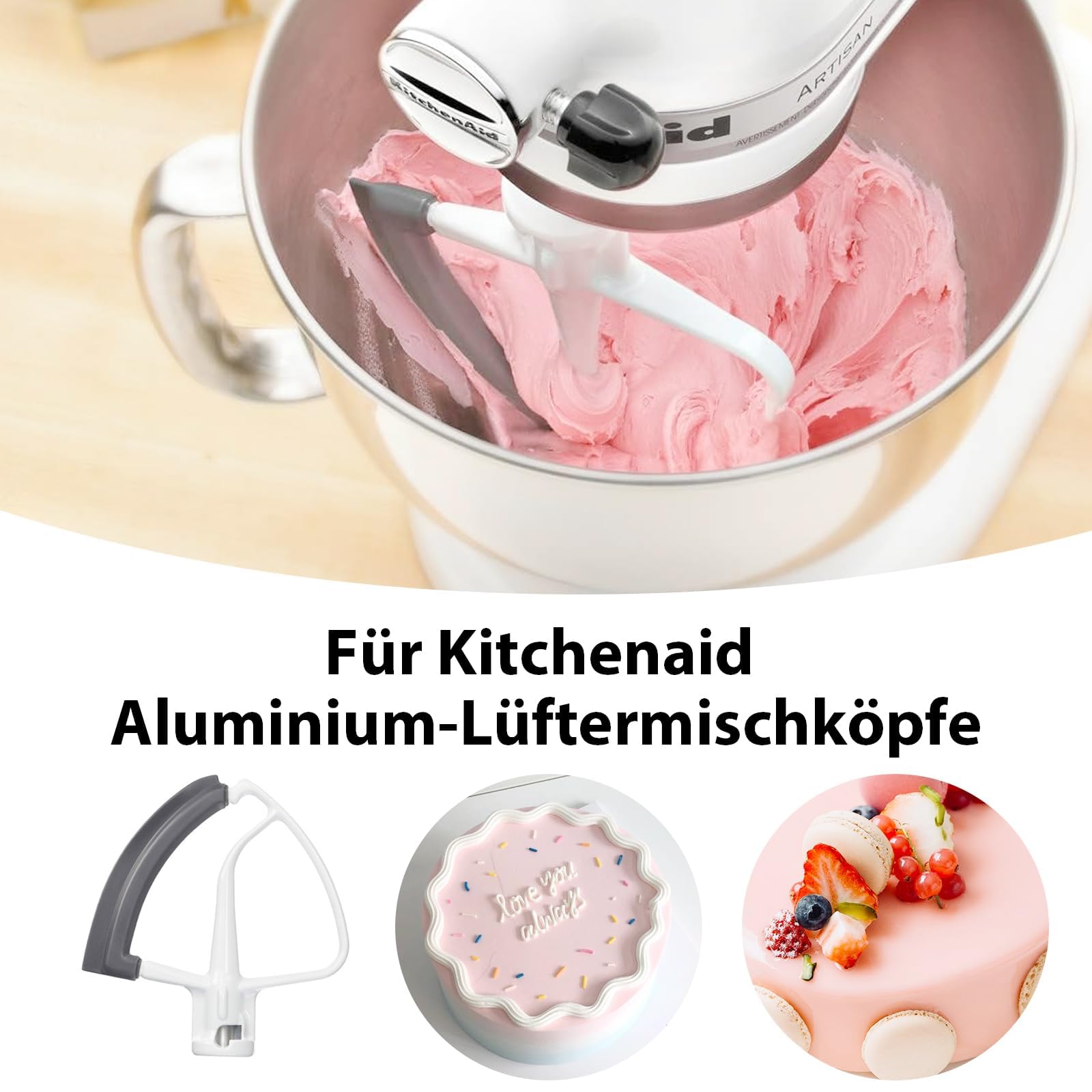 Flex Edge mieszadło do miksera KitchenAid, elastyczne mieszadło płaskie z silikonowymi krawędziami, akcesoria KitchenAid do misek o pojemności 4,5-5 kwart, metalowa nasadka pomocnicza kuchenna