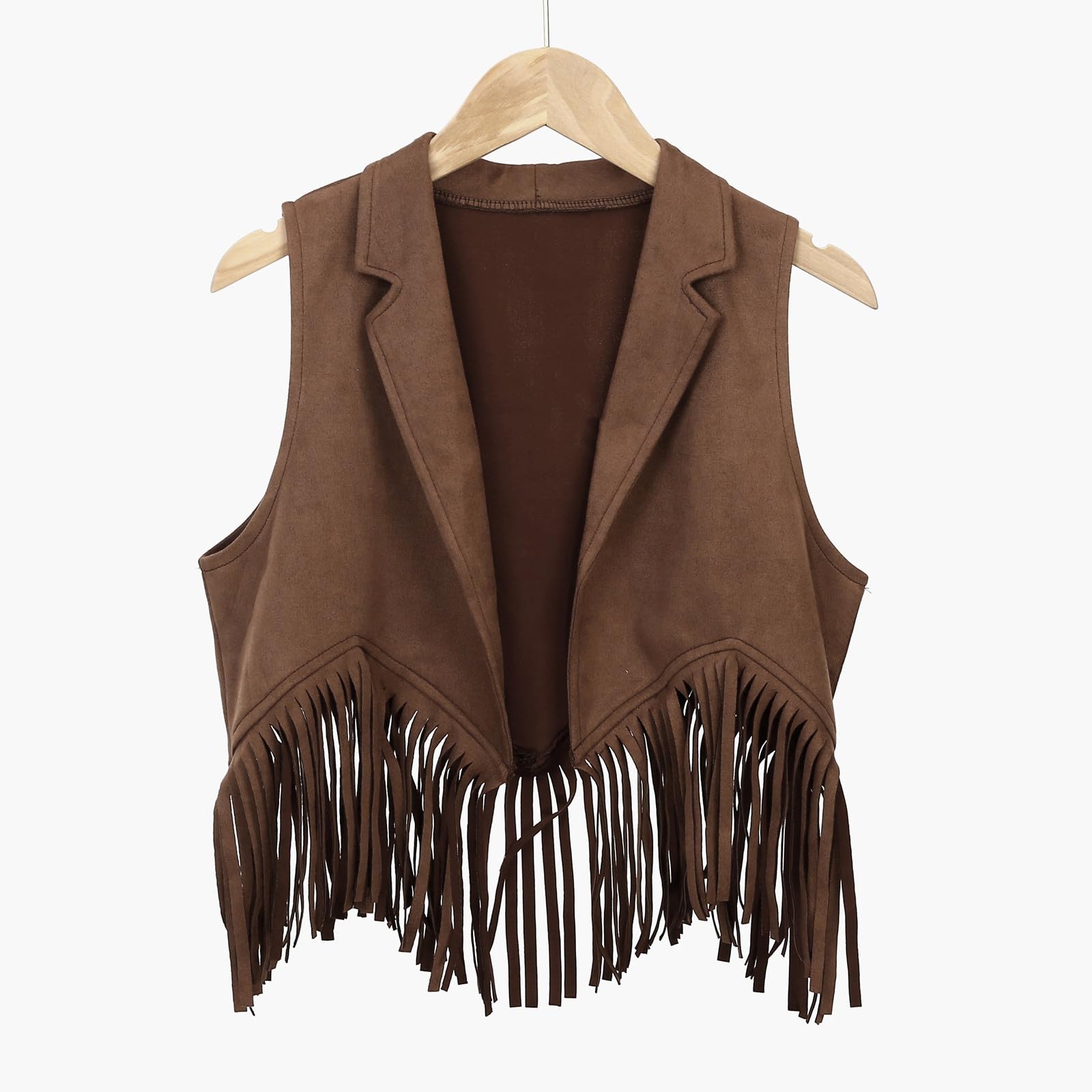 2026 - Boys Girls Western Cowboy Cowgirl Outfits Front Open Fringe Vest Party Dress Up Tassel Fringe Waist Coat Tops Costume T-Shirt - Image 2