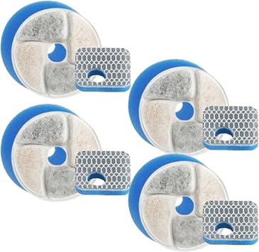 Delapan Cat Water Fountain Filters for Stainless Steel 7.3oz/2.2L Pet Fountain Dispenser, 4 Pack Pet Replacement Filter Sponges
