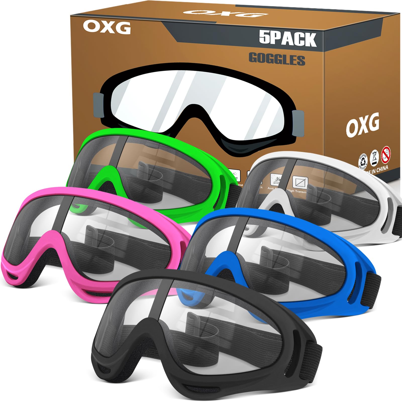 OXG 5 Stück Dirt Bike ATV Goggles Motorrad Gear ATV Reiten Motocross Dirtbike 4-Rad Goggles Zubehör Skibrille für Herren Damen Jugend