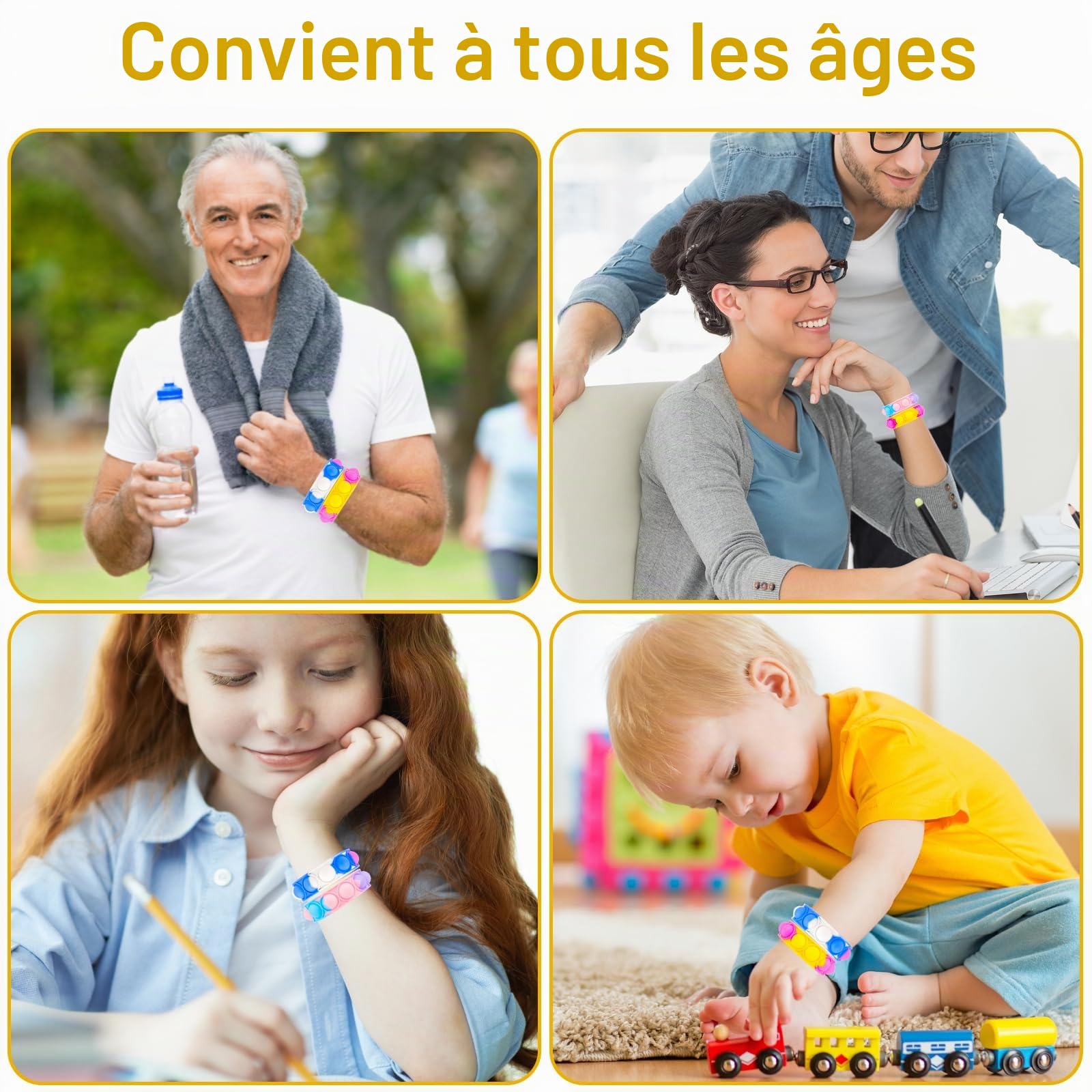 Bracelet Enfants Réglable en Silicone Doux, 30 Pièces, 15 Couleurs, Cadeau Anniversaire