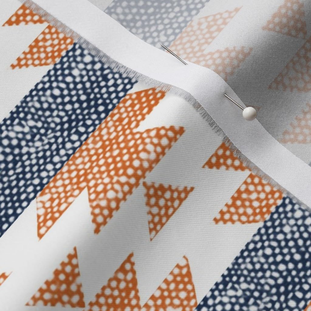 Spoonflower Fabric - Orange Boho Trendy Southwestern Navy Printed on Organic Cotton Sateen Fabric by The Yard - Sewing Quilting Apparel Home Decor